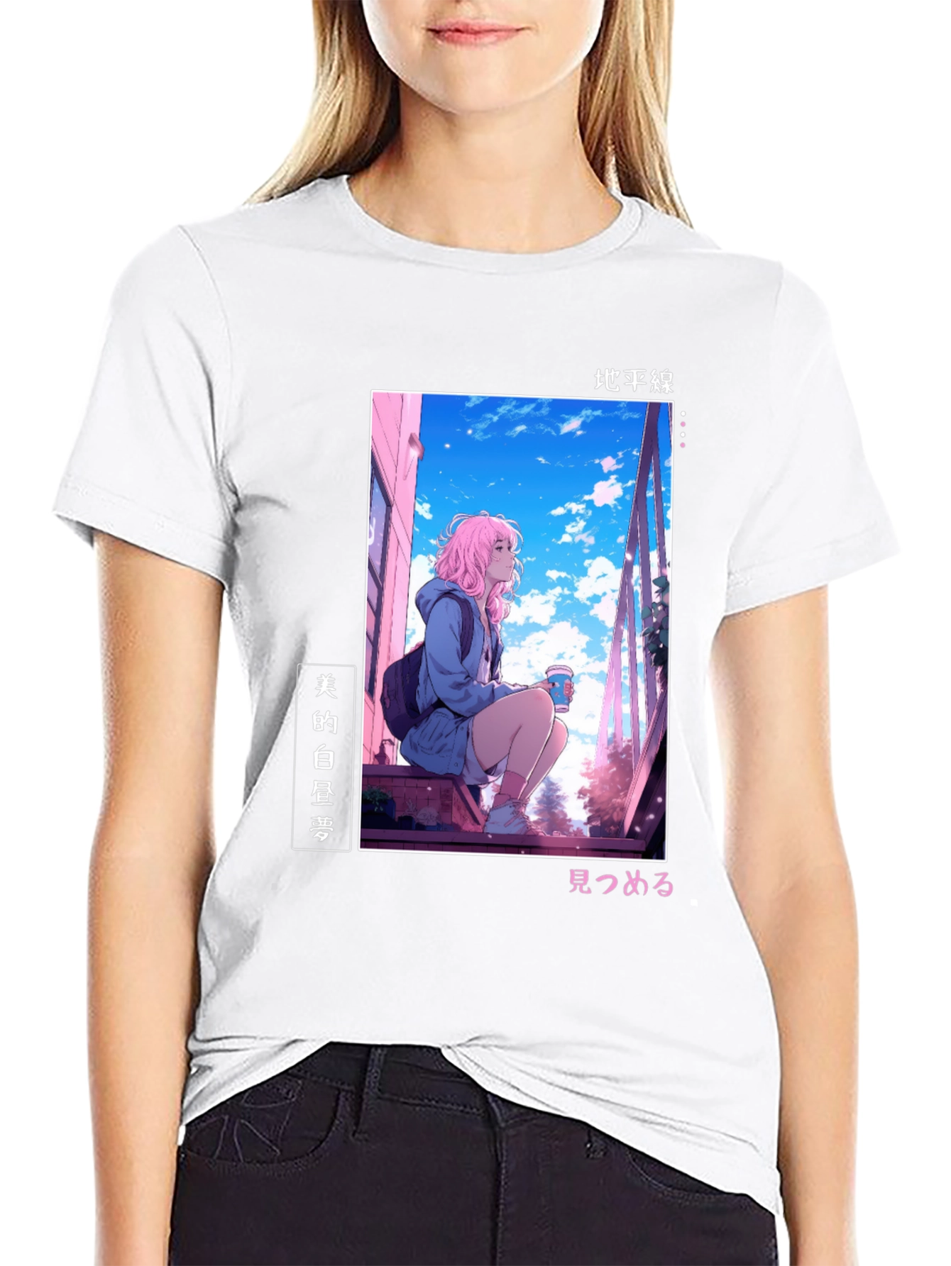 Black Anime Girl Black T-Shirt view 9