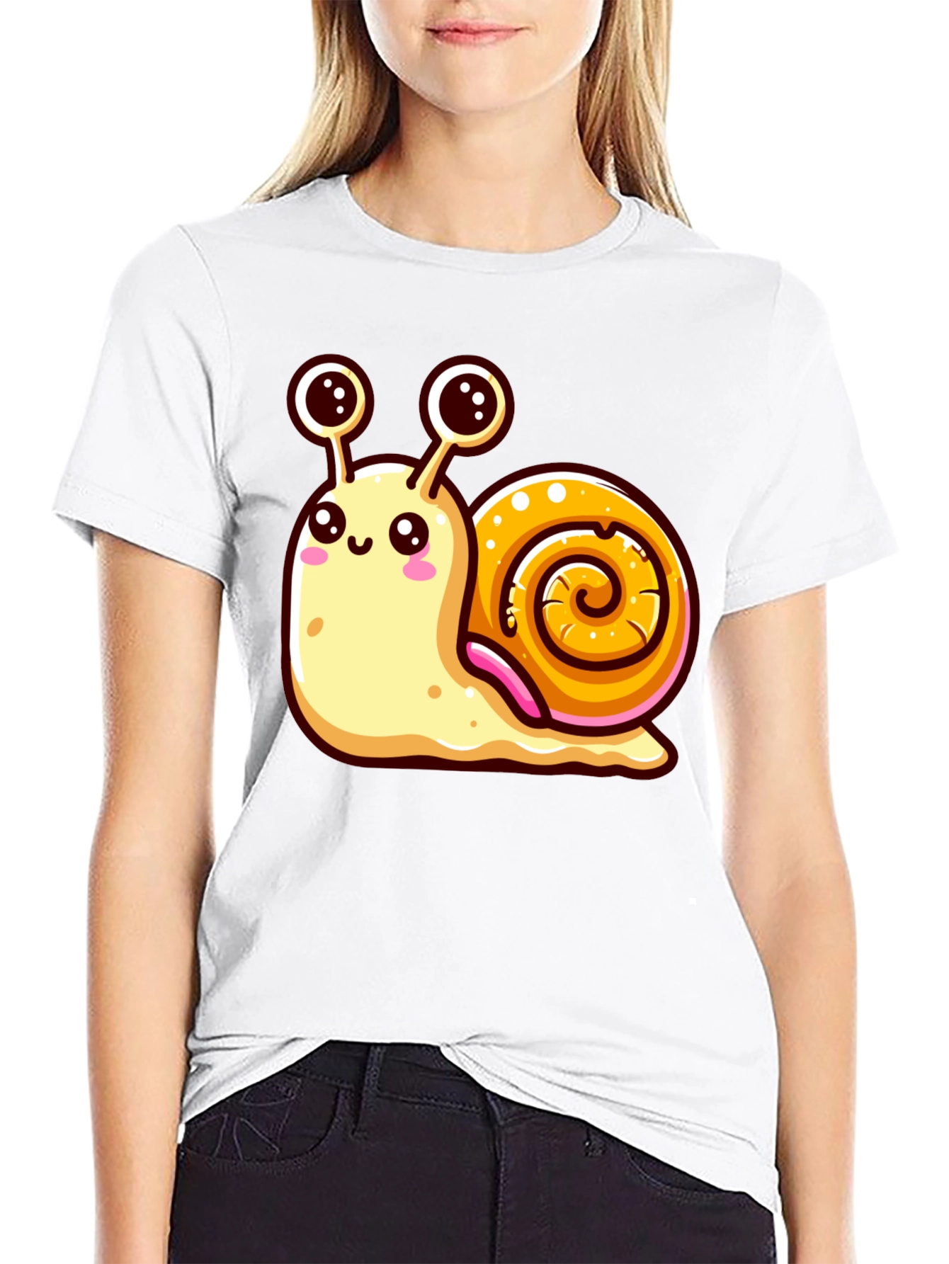 Black Cute Snail Graphic Tee - Black Unisex Shirt view 9