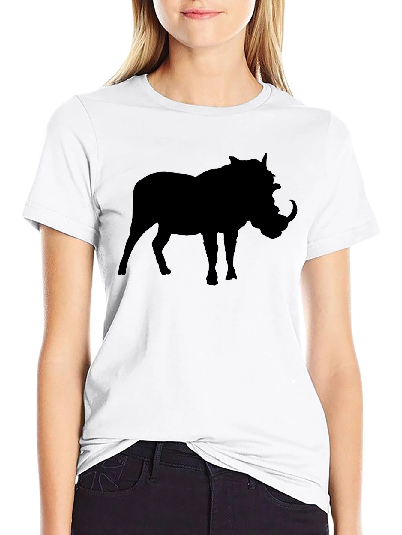 Black Warthog Silhouette T-Shirt - Classic Black Tee view 9