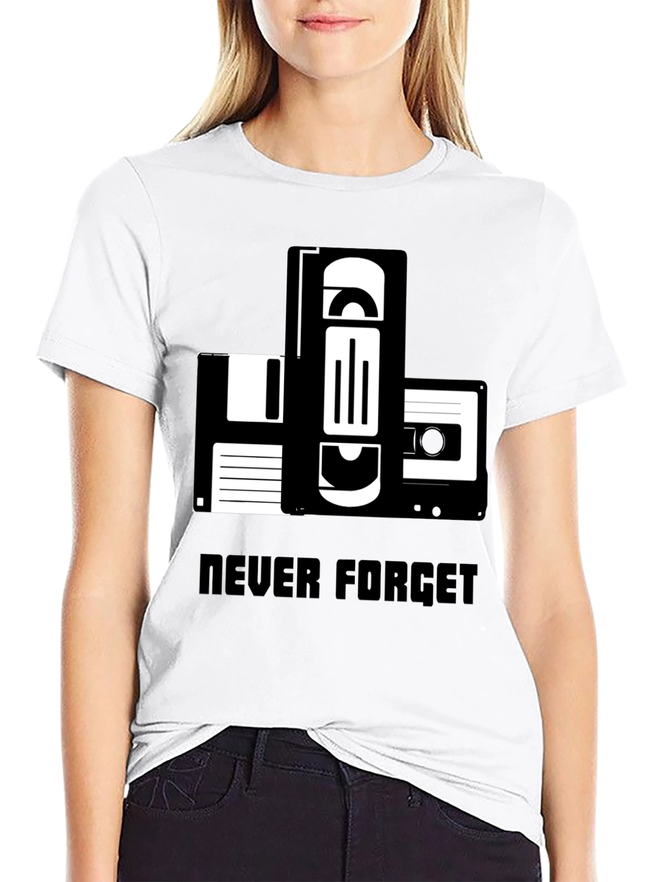 Black Retro Media T-Shirt: Never Forget view 9