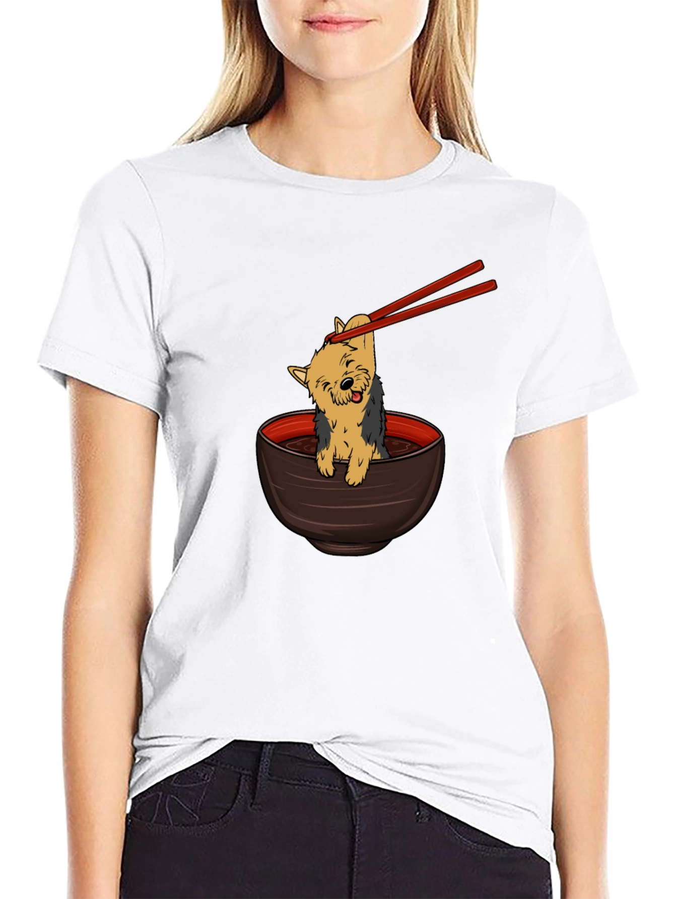 Black Dog in Ramen Bowl T-Shirt view 9