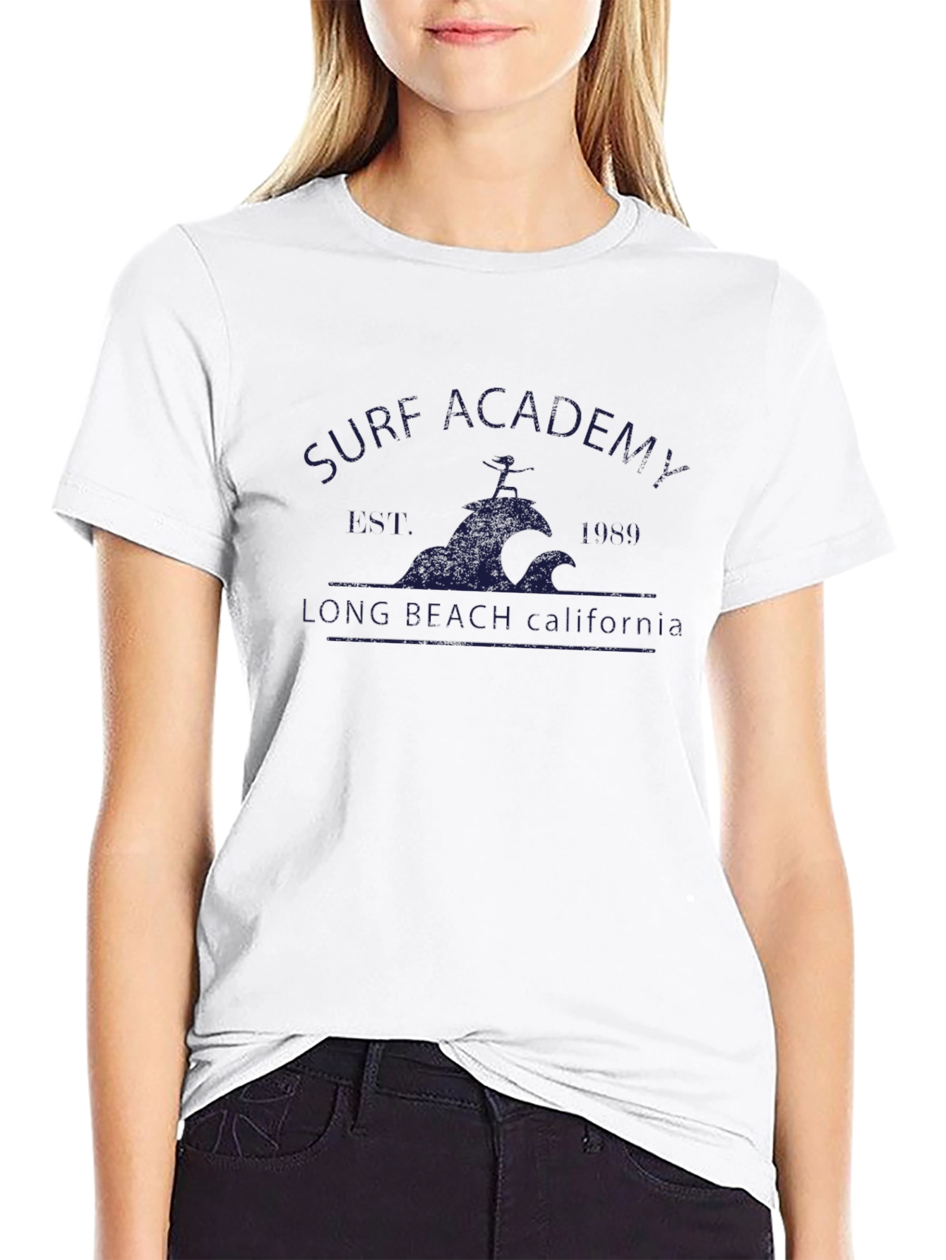 Black Surf Academy Tee - Long Beach California view 9