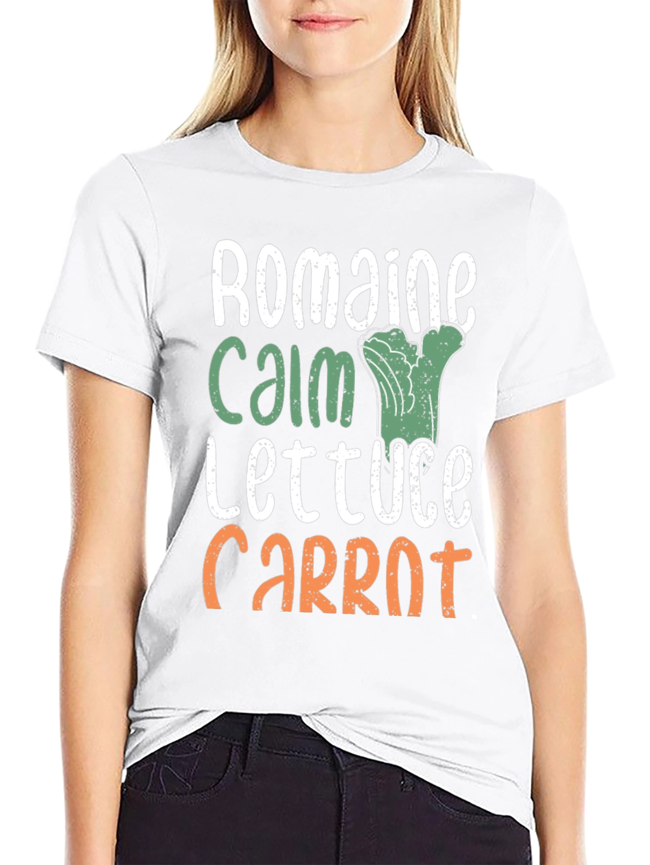 Black Romaine Calm Funny Vegetable T-Shirt view 9