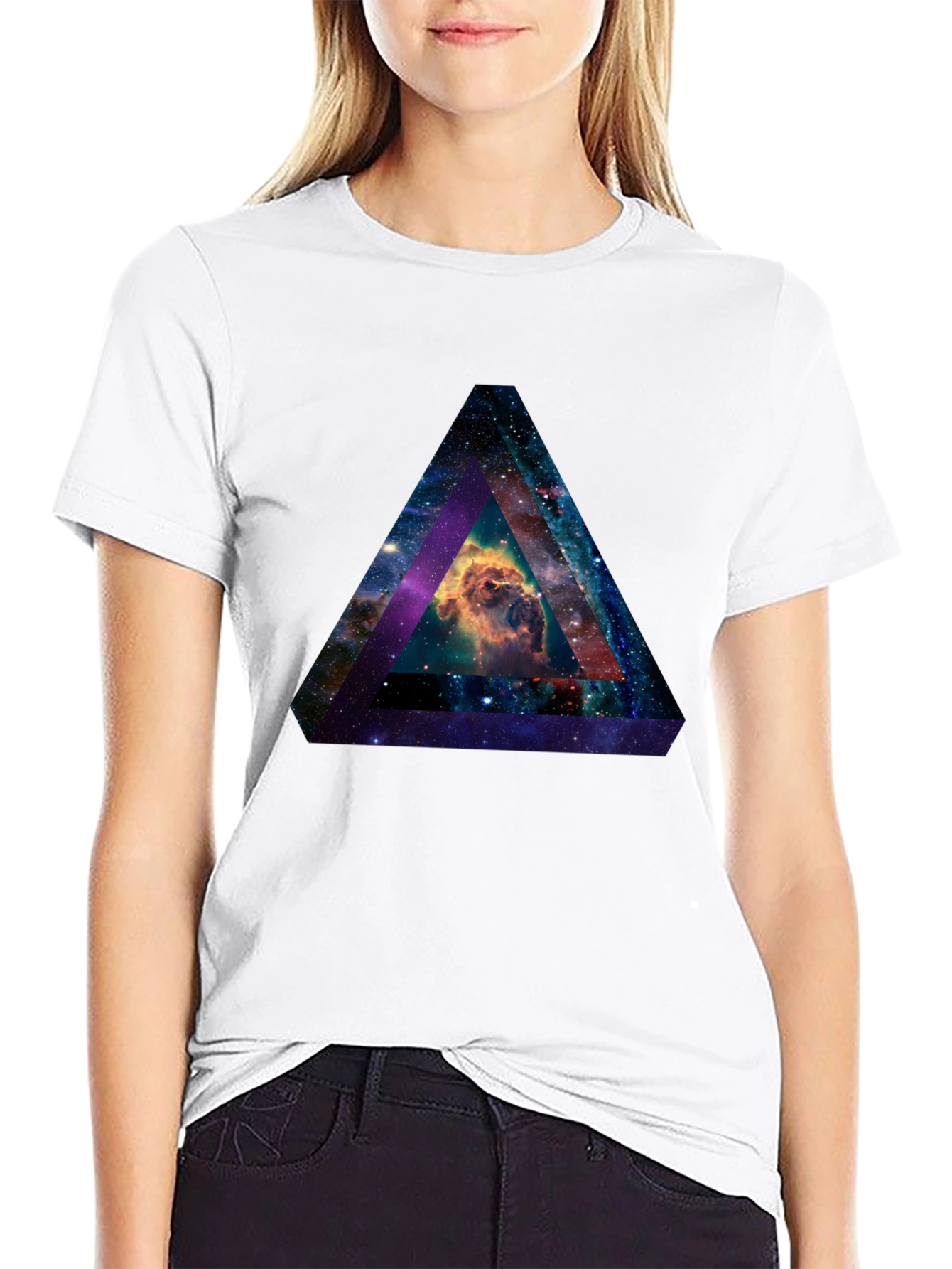 Black Nebula Triangle Graphic T-Shirt view 9