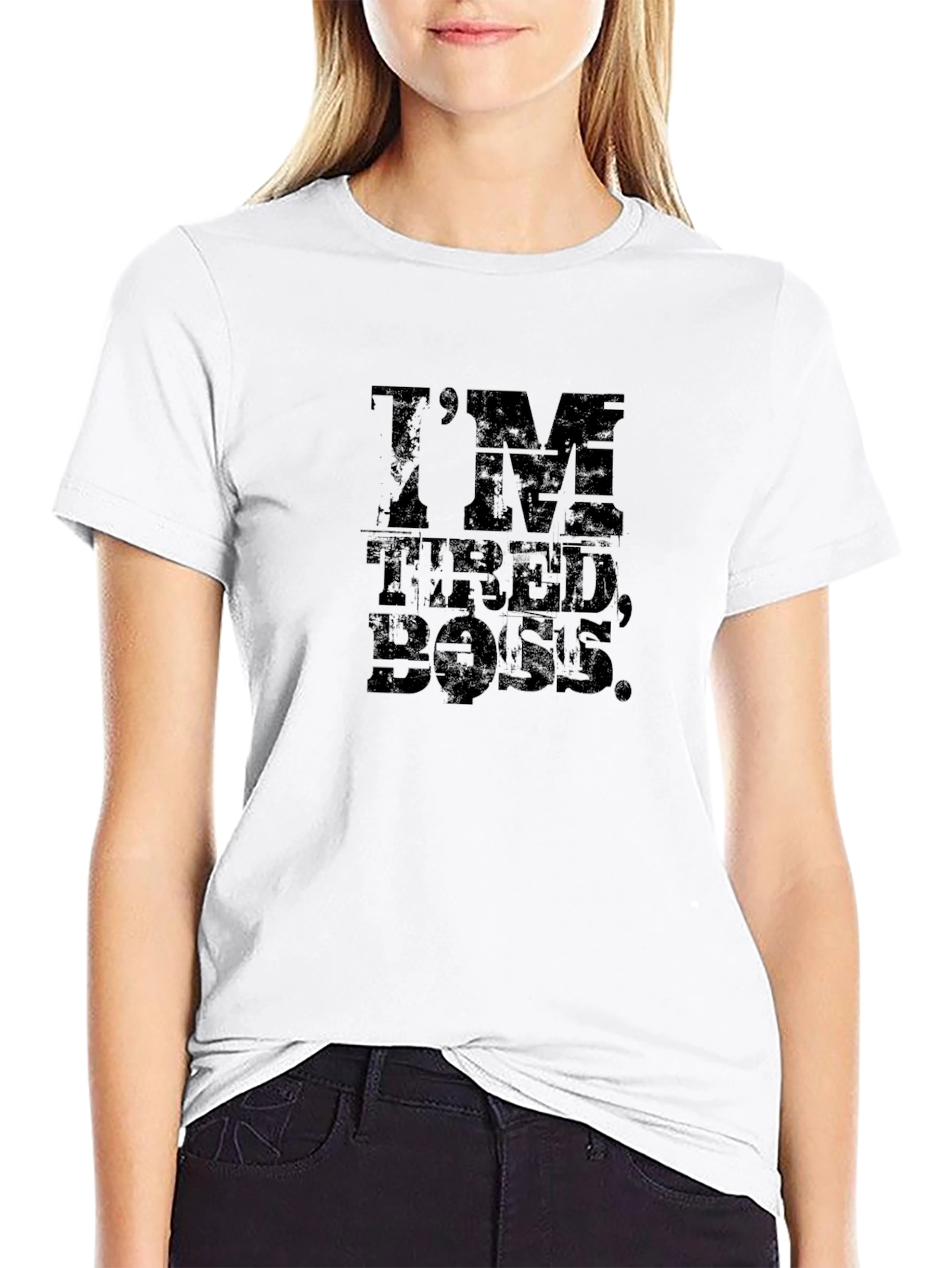Black I'm Tired, Boss. Graphic T-Shirt view 9