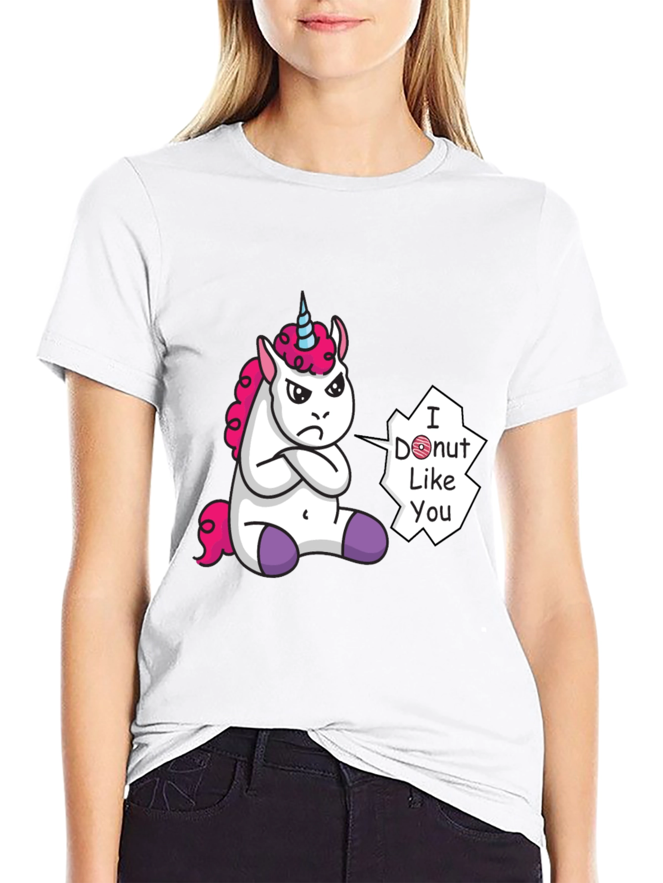 Black Funny Unicorn 'I Donut Like You' Graphic Tee view 9