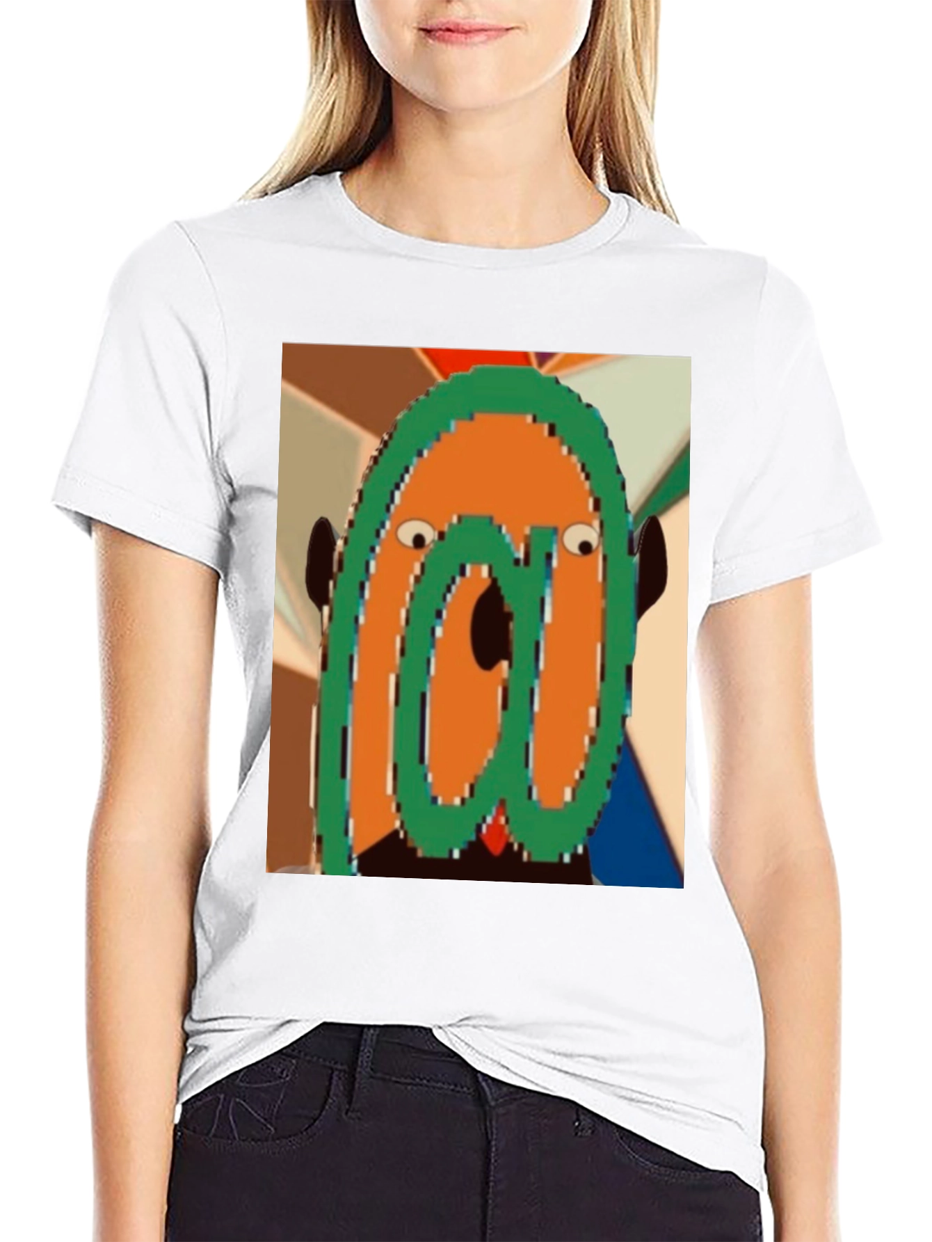 Black Unique Cartoon Face Graphic Tee - Black view 9