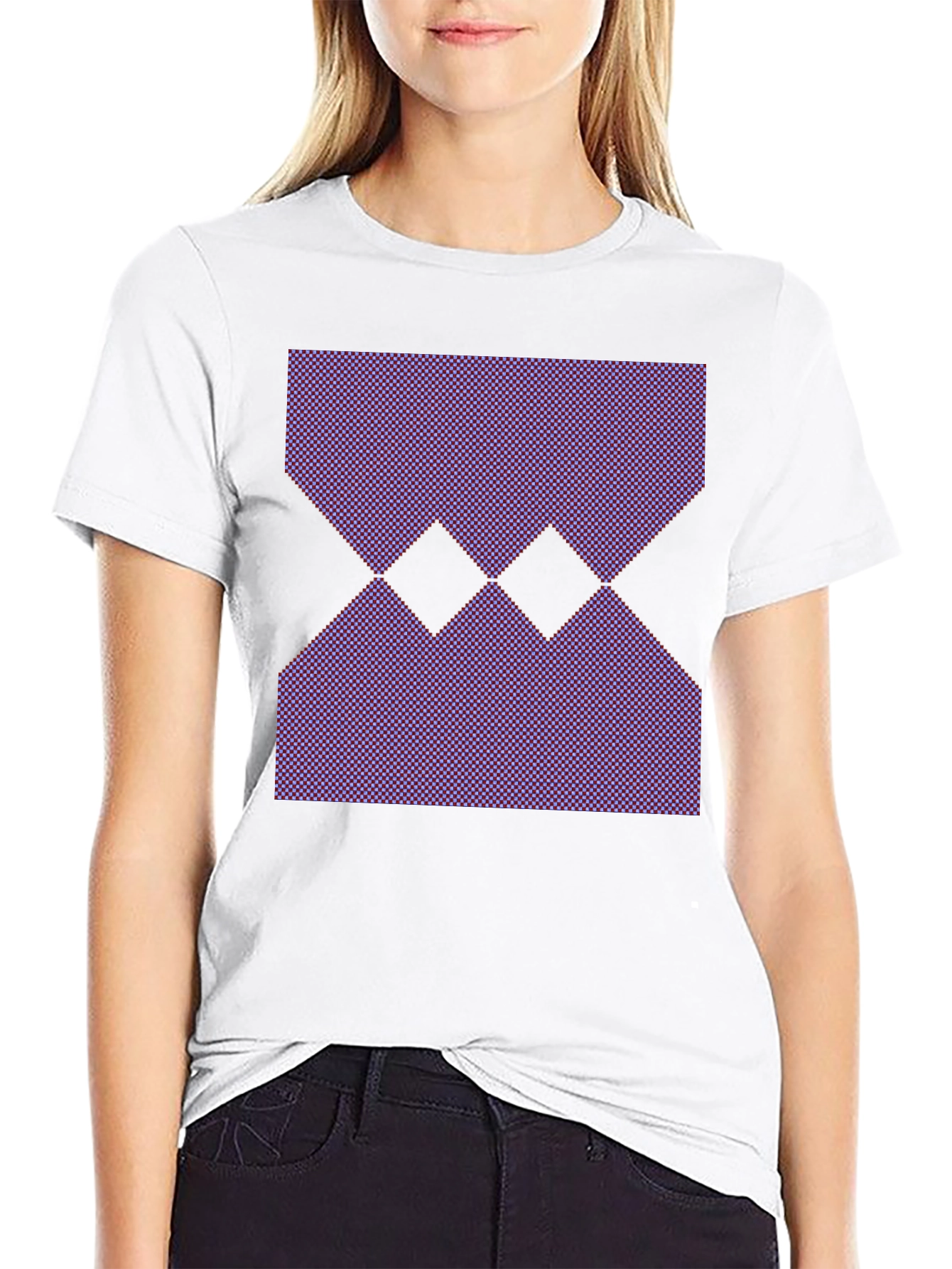 Black Geometric Pattern Black T-Shirt view 9