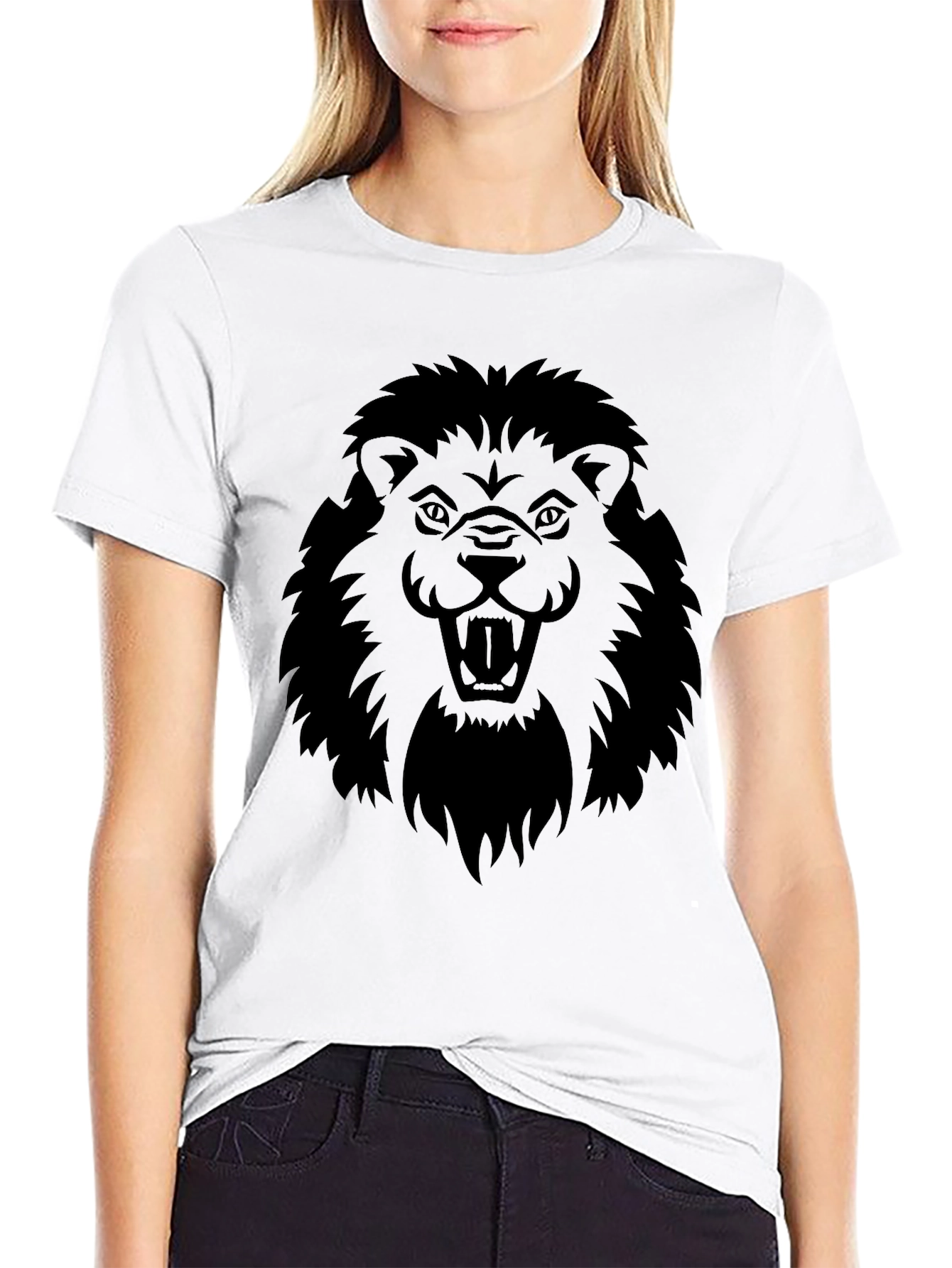 Black Black Lion Graphic Tee - Fierce & Bold Design view 9