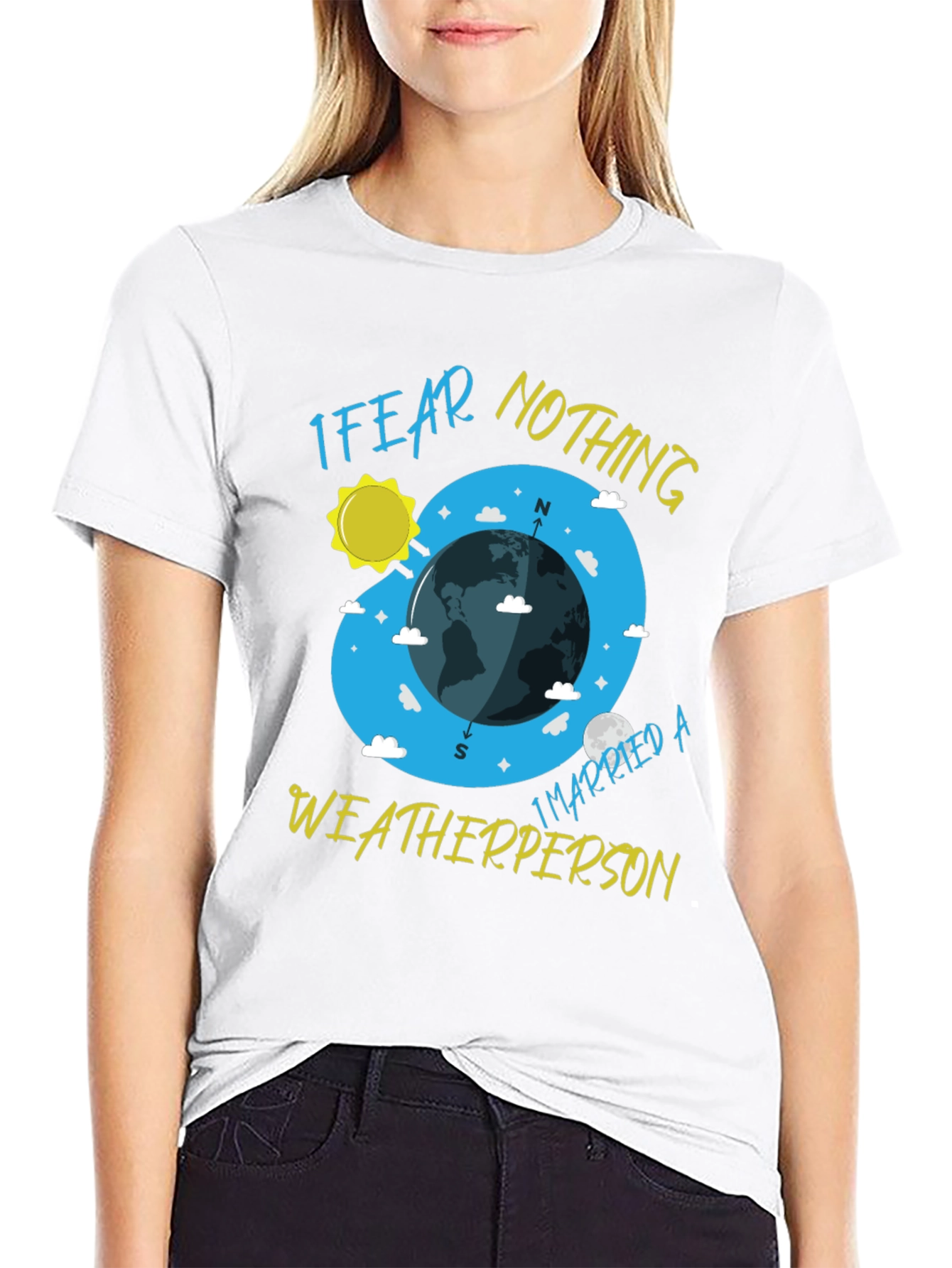 Black I Fear Nothing Weatherperson T-Shirt view 9