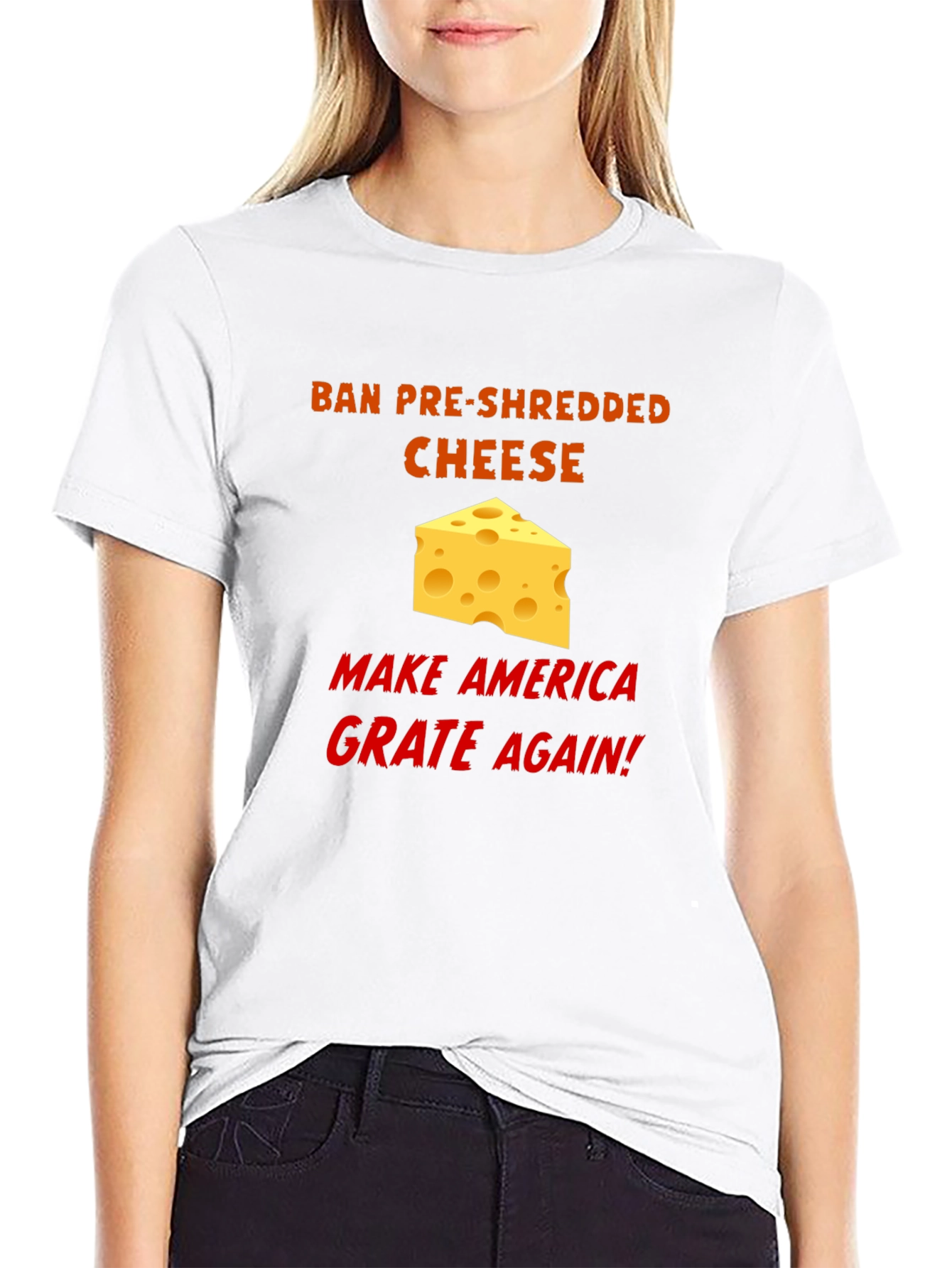 Black Ban Pre-Shredded Cheese T-Shirt - Make America Grate Again! view 9