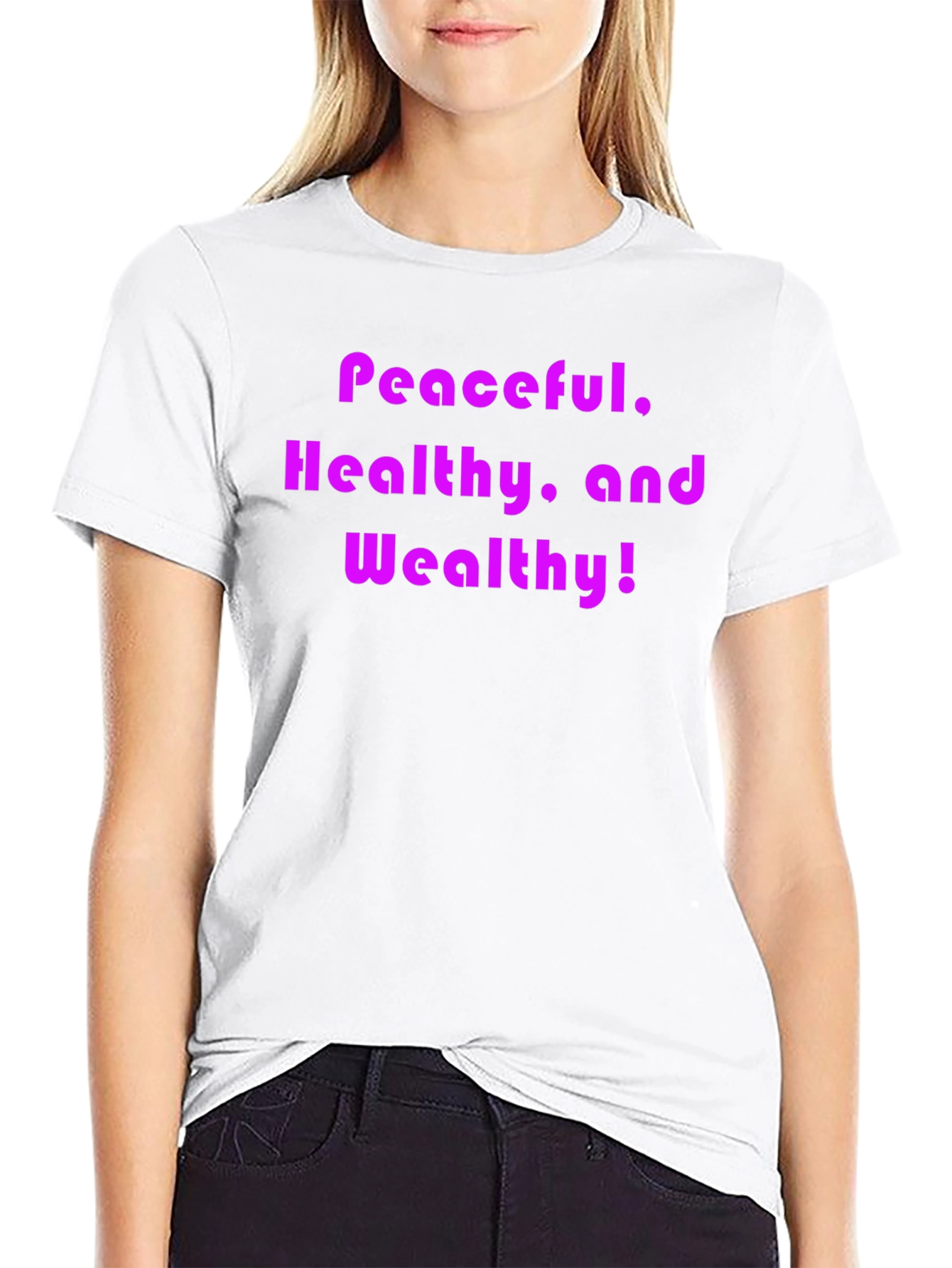 Black Peaceful, Healthy, and Wealthy T-Shirt view 9