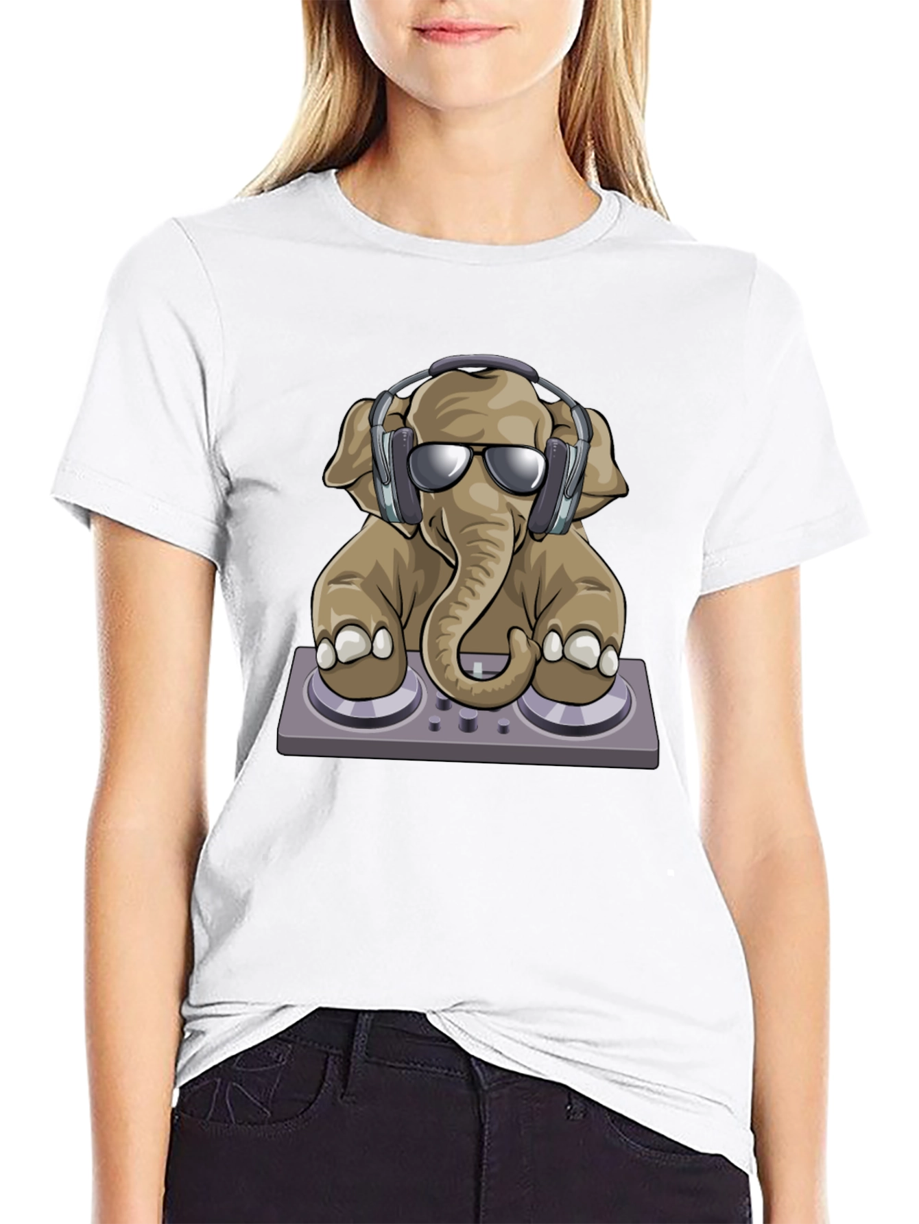 Black DJ Elephant T-Shirt - Cool Graphic Tee view 9
