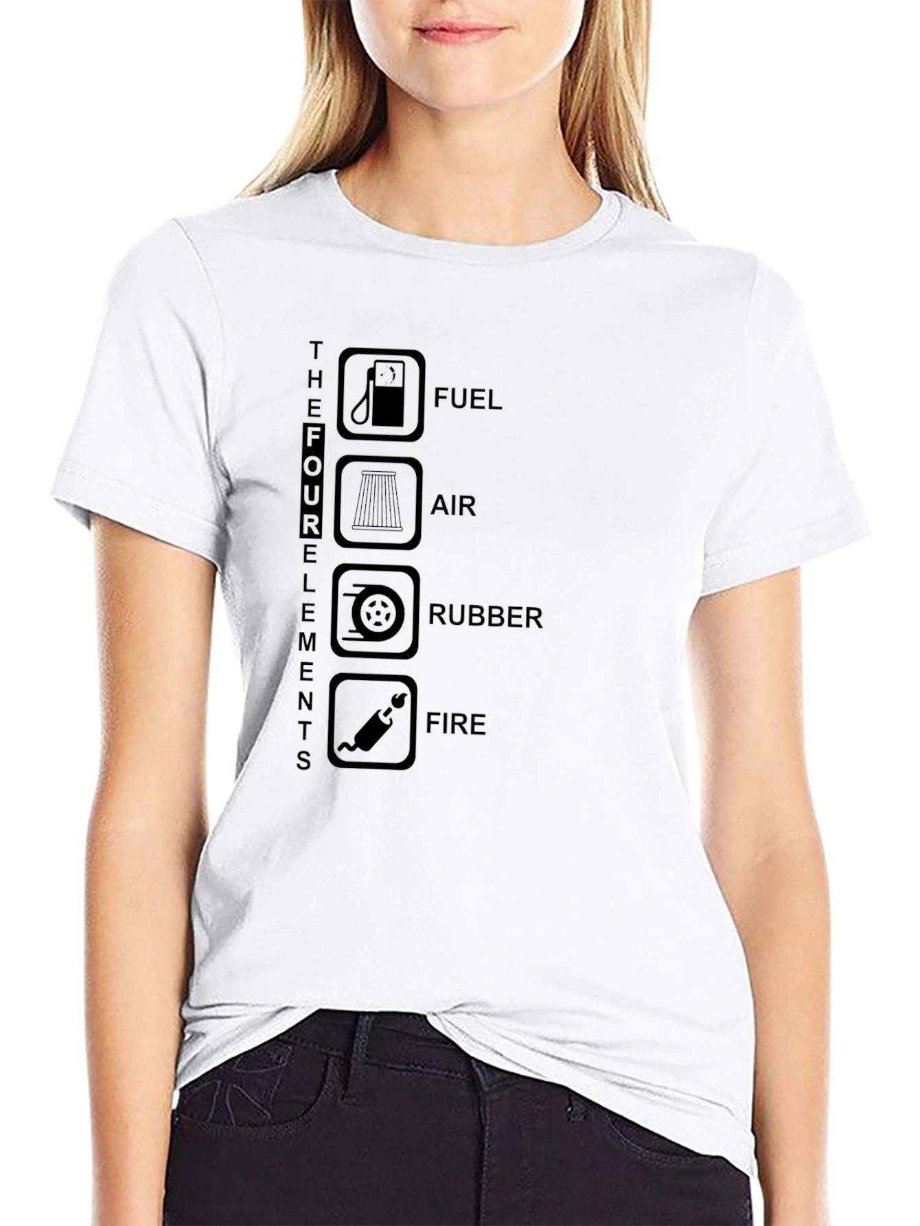 Black The Four Elements T-Shirt - Fuel Air Rubber Fire view 9