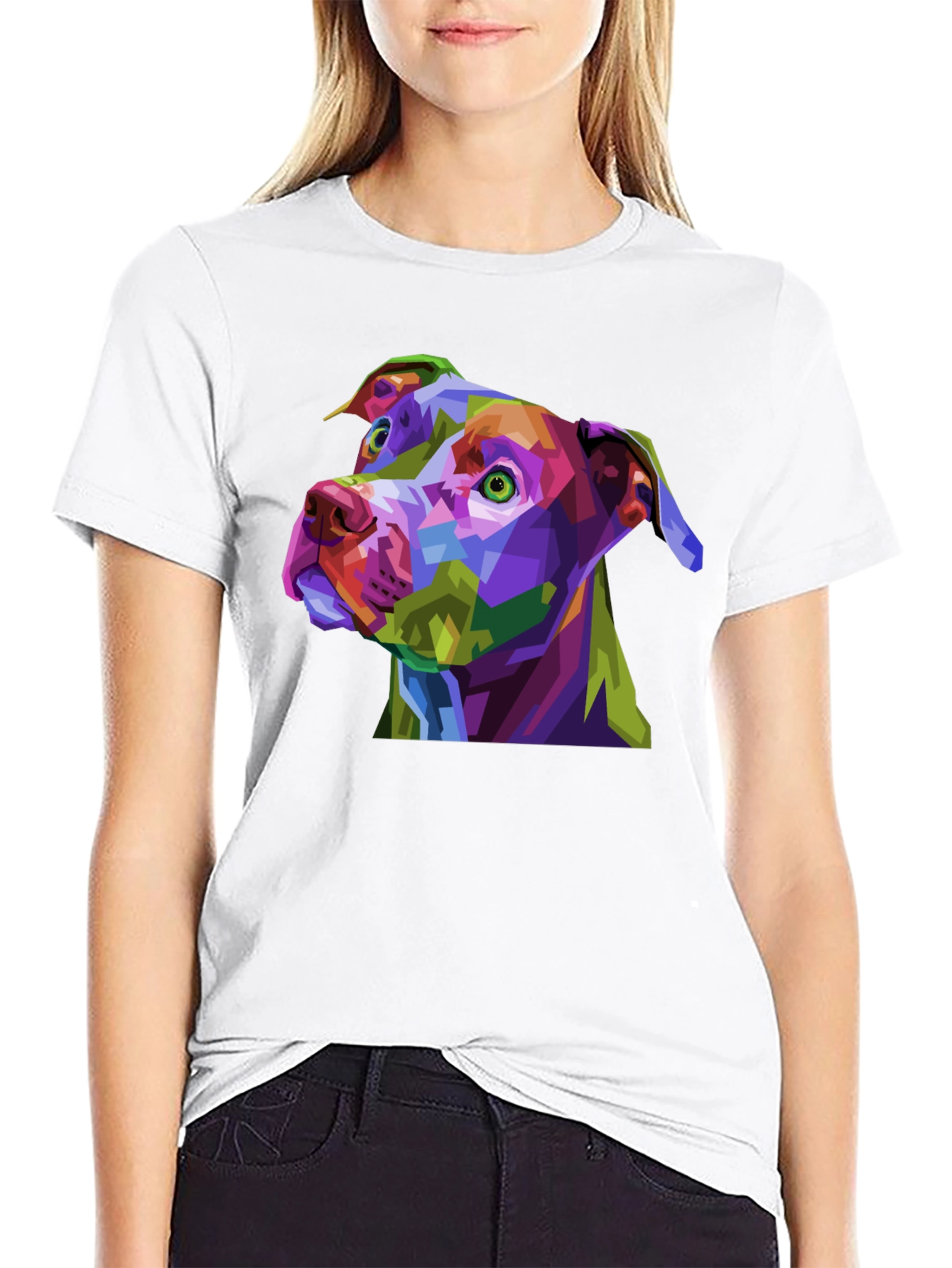 Black Abstract Dog Graphic Black T-Shirt view 9
