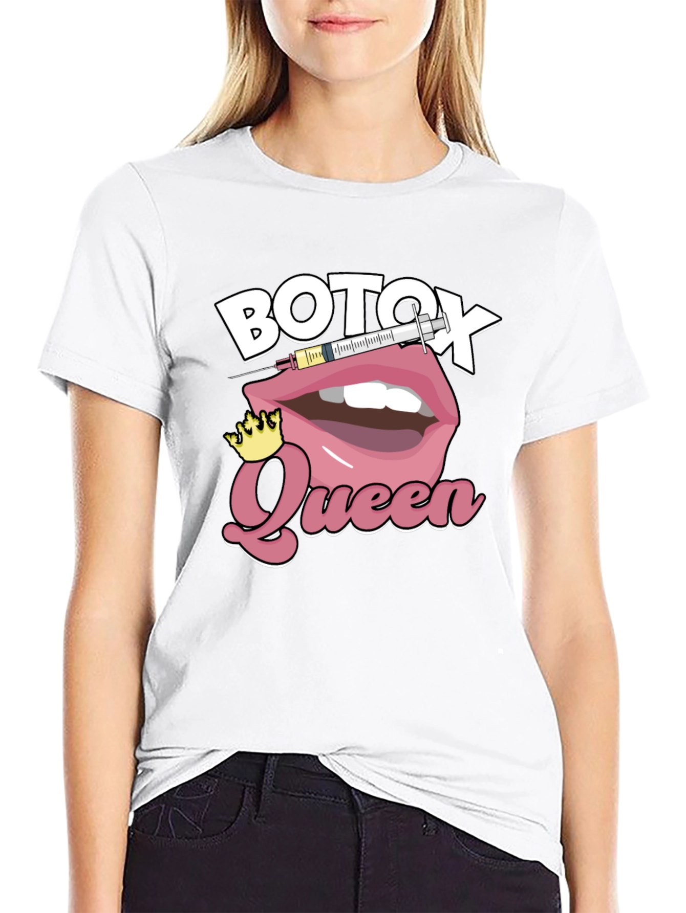 Black Botox Queen Graphic T-Shirt - Black Cotton Blend view 9
