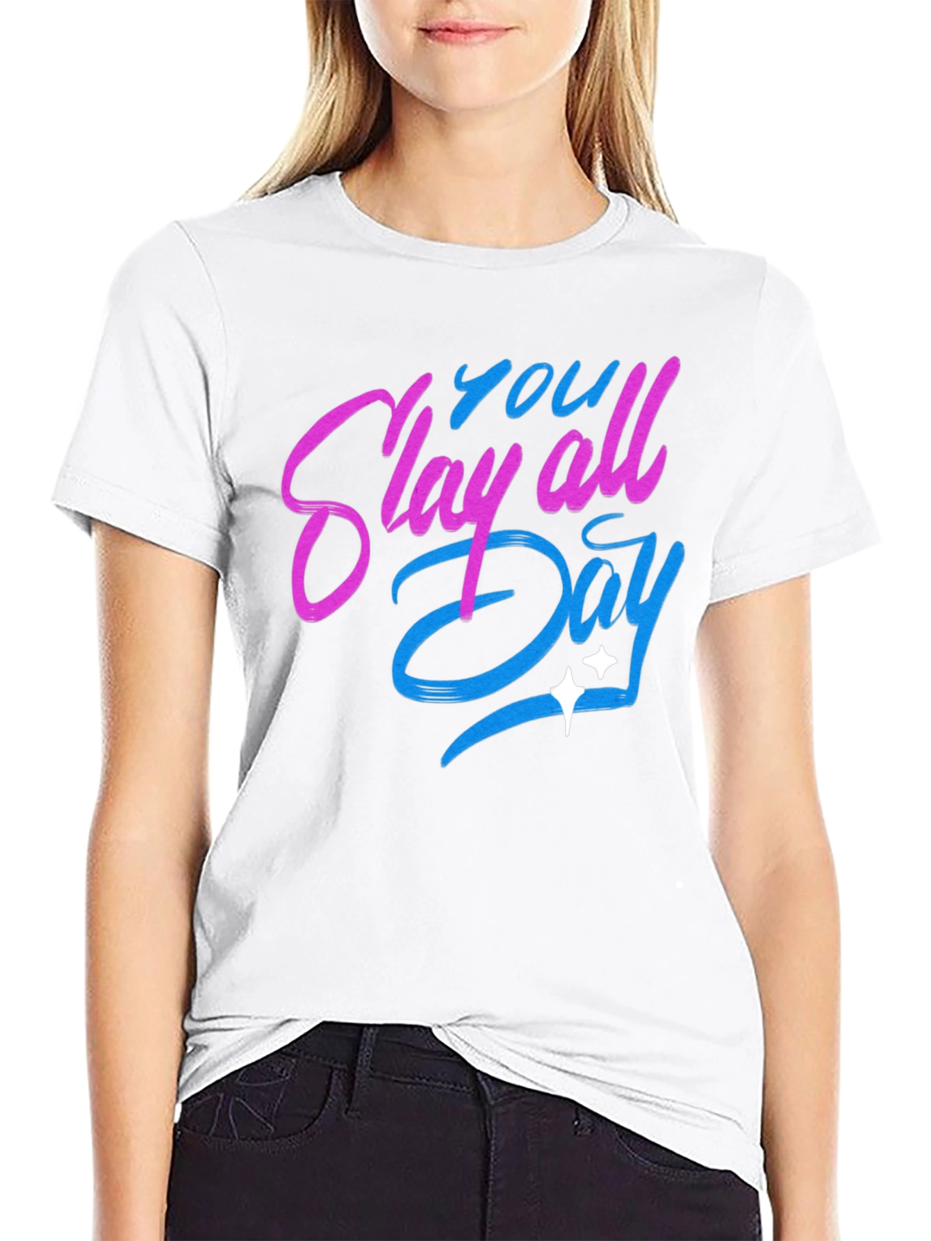 Black Slay All Day Graphic T-Shirt - Trendy Casual Tee view 9