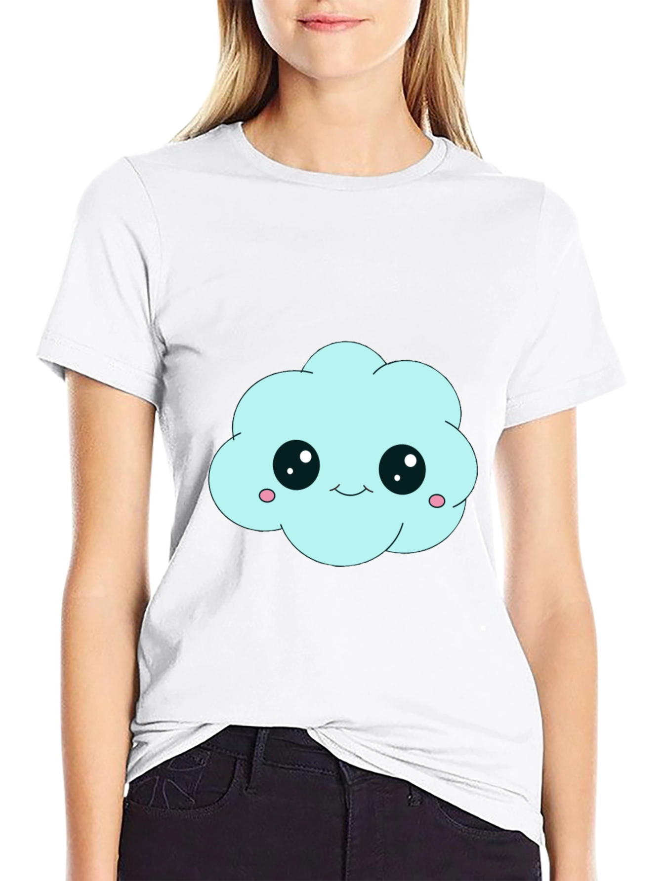 Black Cute Cloud Graphic Black T-Shirt - Unisex view 9