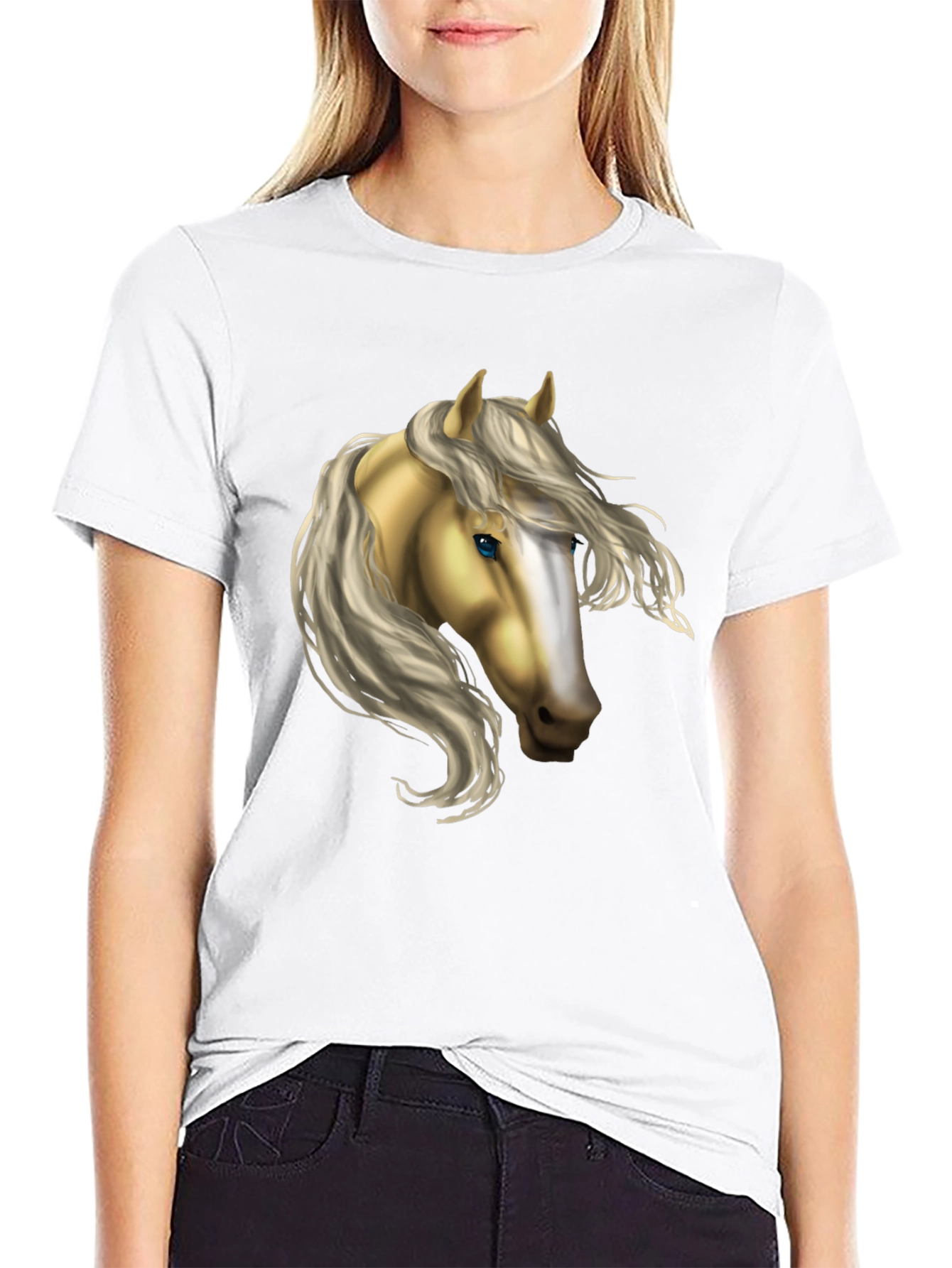 Black Horse Graphic T-Shirt - Black Cotton Blend Tee view 9