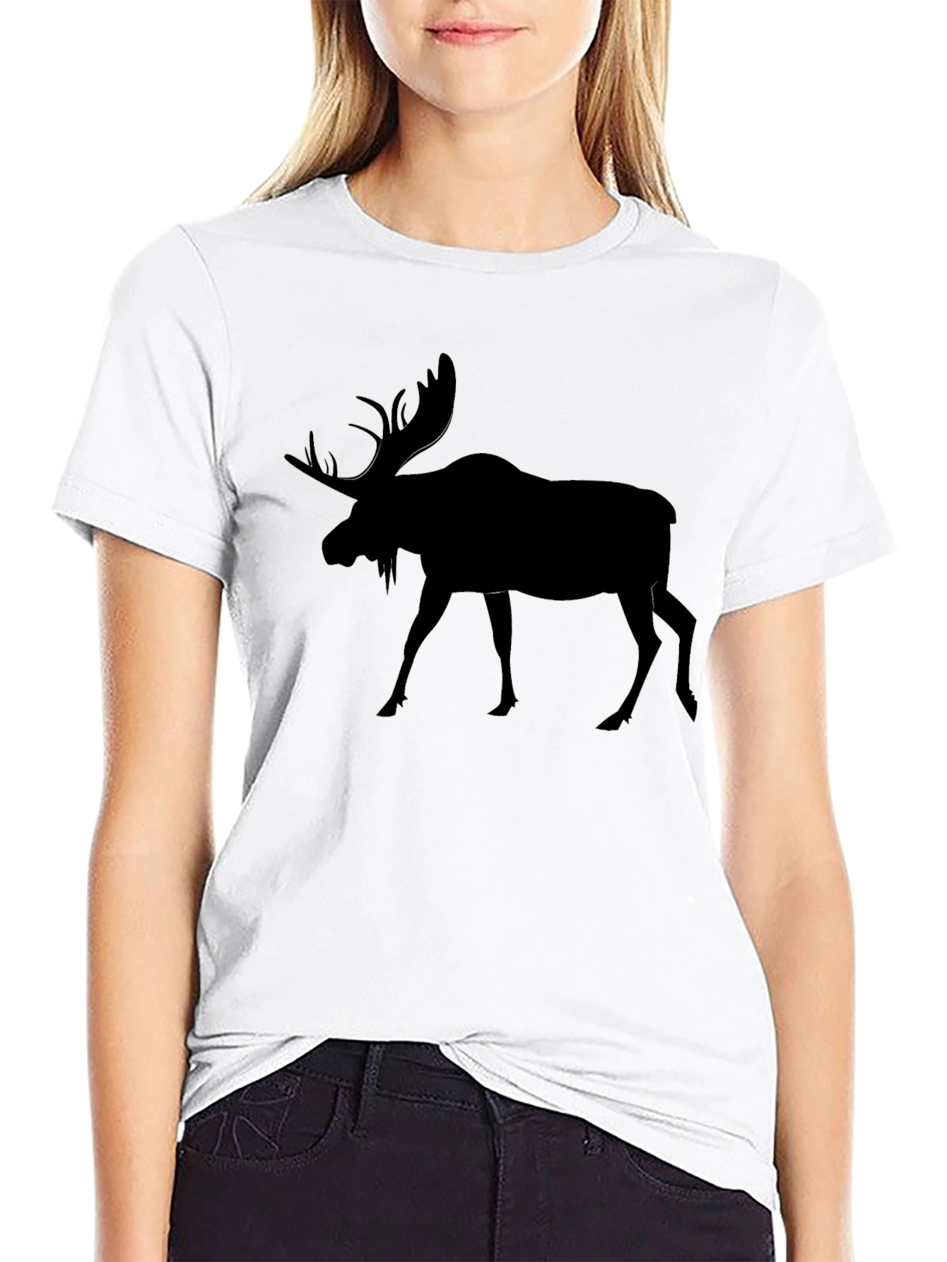 Black Moose Silhouette Black T-Shirt view 9