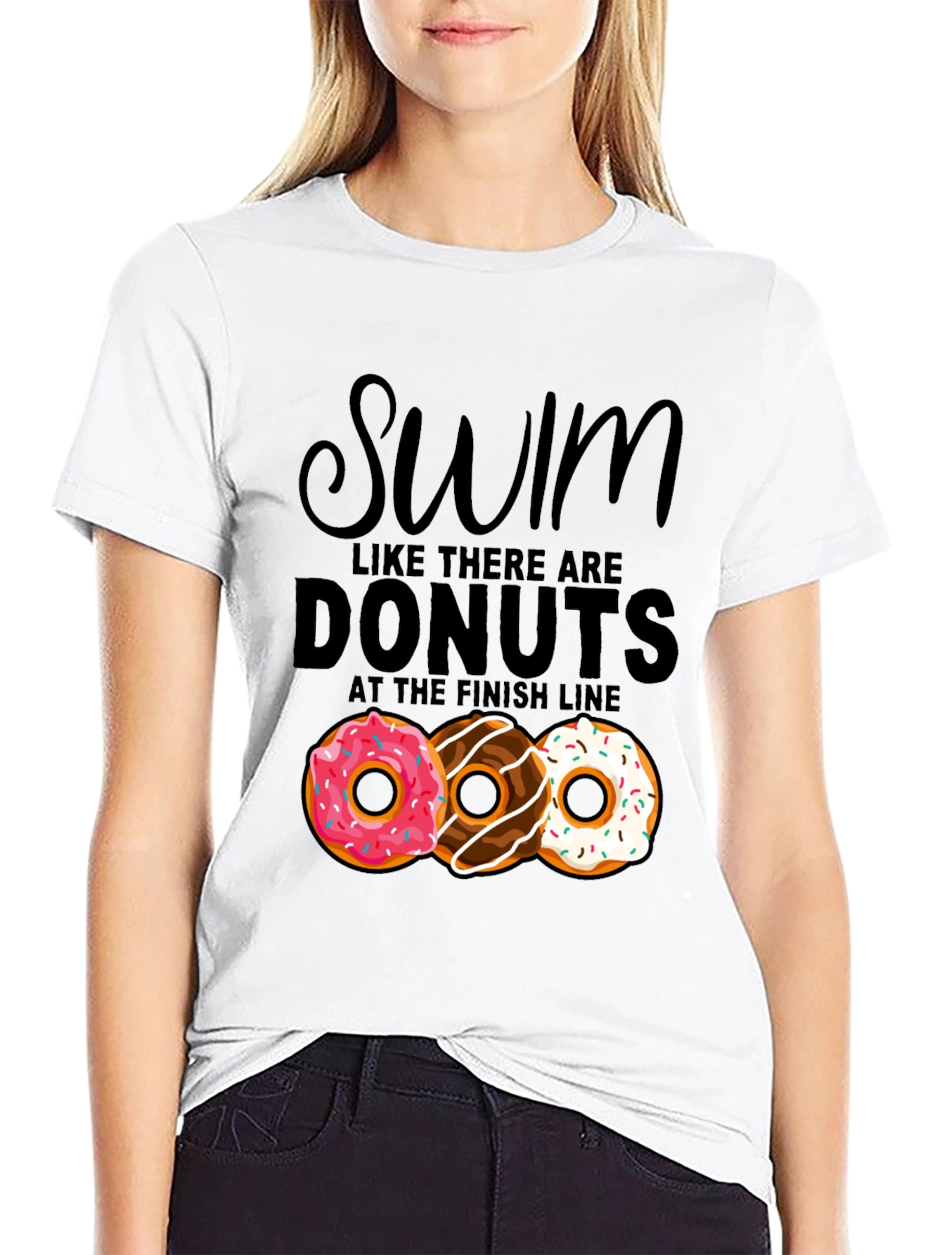 Black Swim for Donuts Graphic T-Shirt view 9