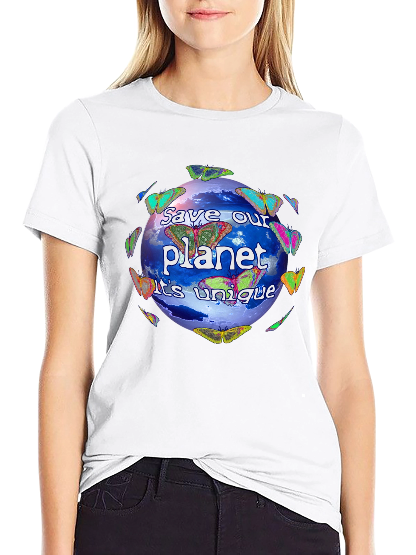 Black Save Our Planet Graphic T-Shirt - Unique Design! view 9