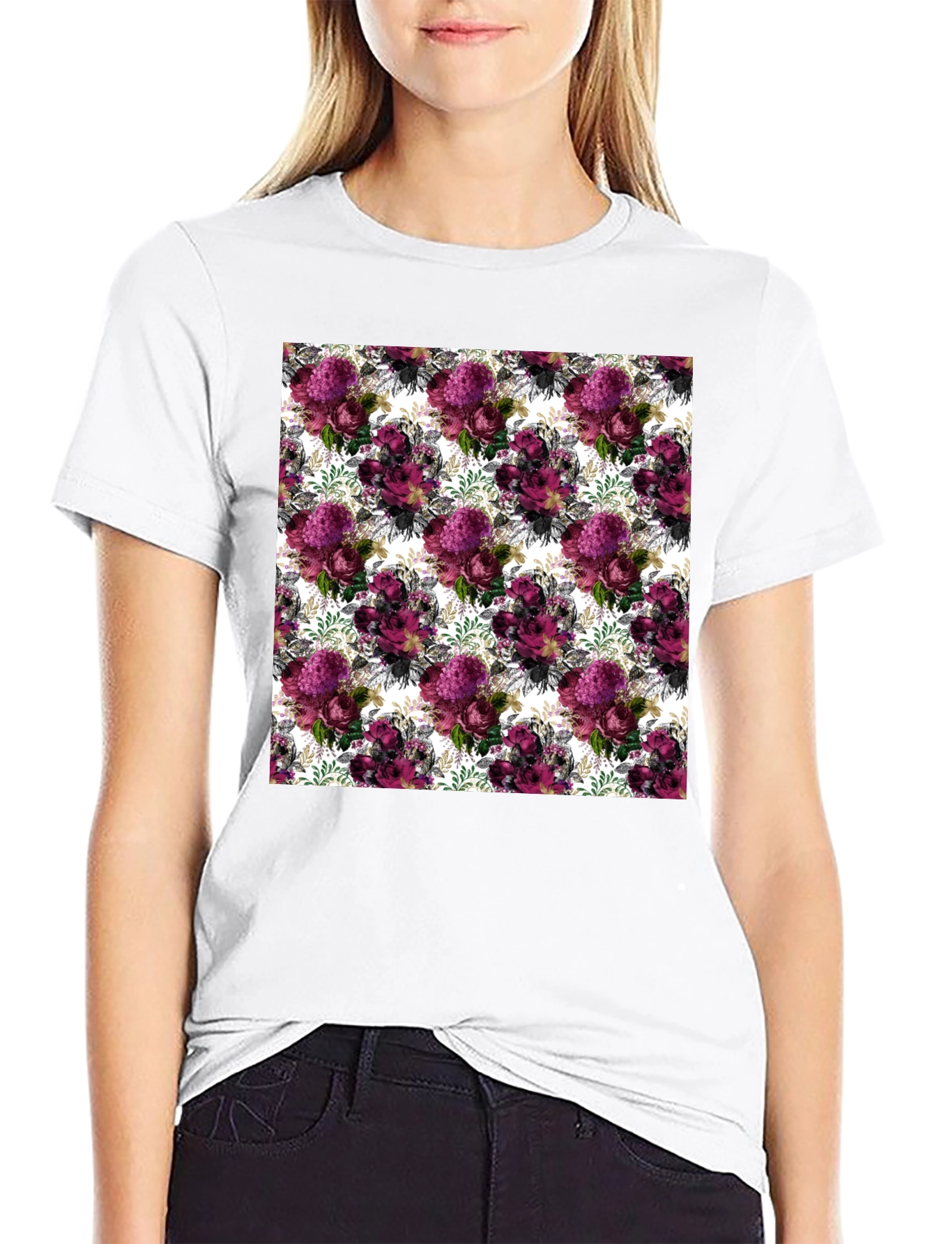 Black Floral Burst Men's T-Shirt - Unique Pattern Tee view 9
