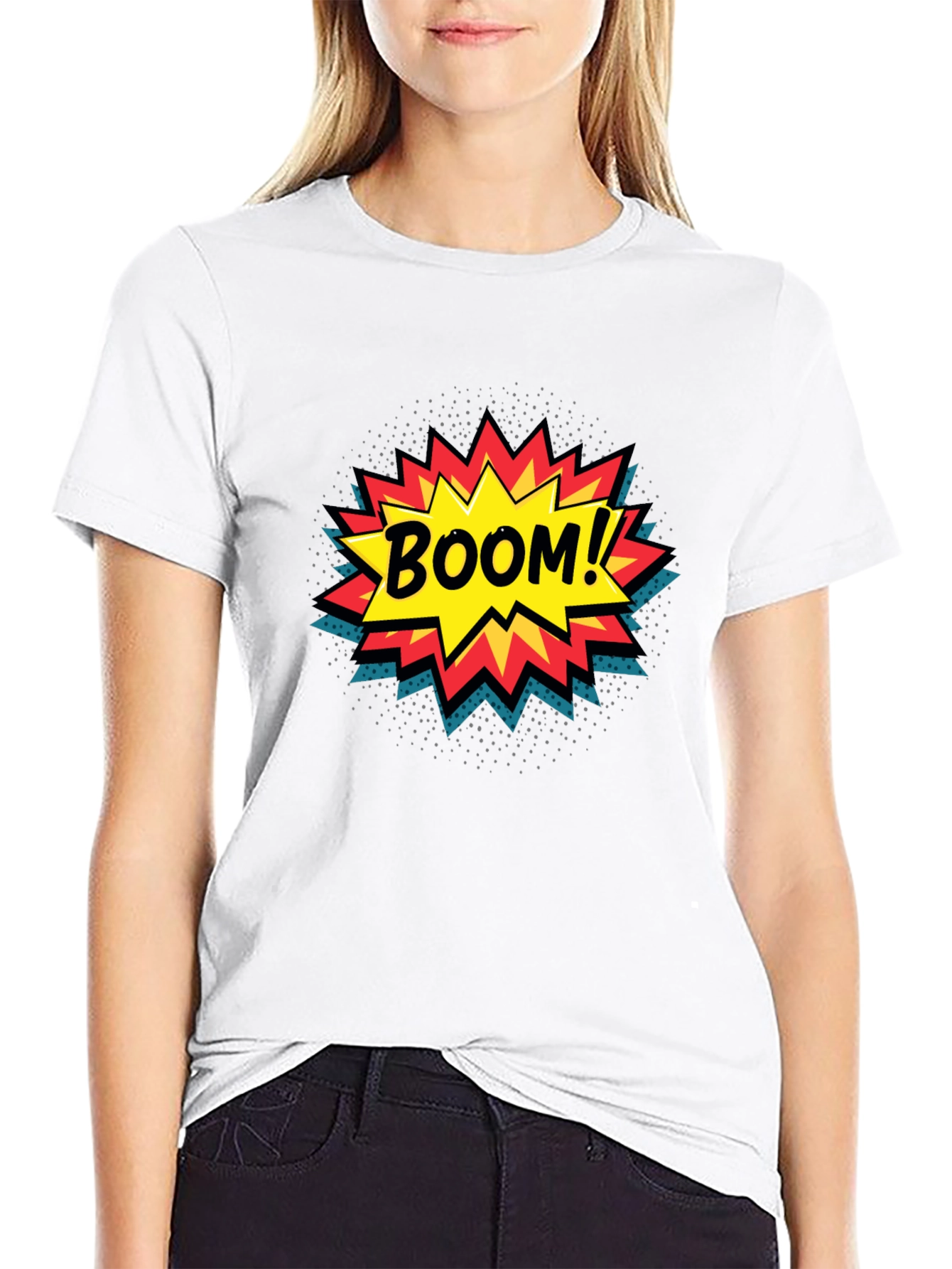 Black Boom! Comic Book Graphic Print Black T-Shirt view 9