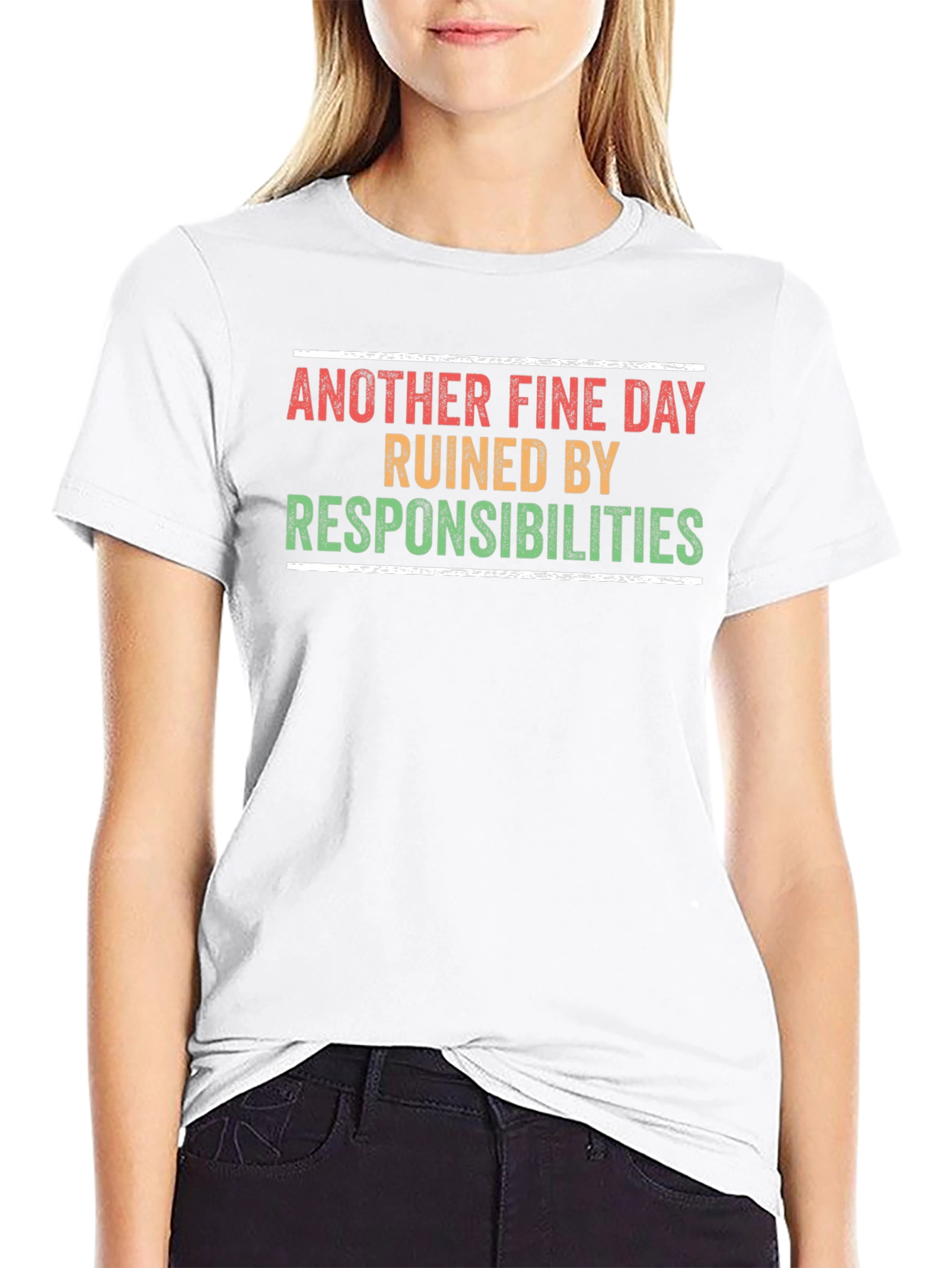 Black Funny "Responsibilities" Graphic T-Shirt view 9