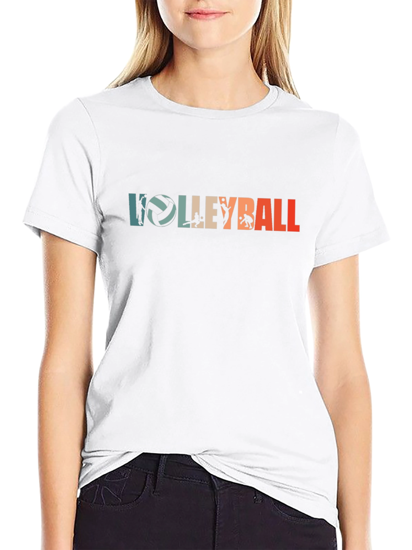 Black Volleyball Graphic Tee - Retro Style Black T-Shirt view 9