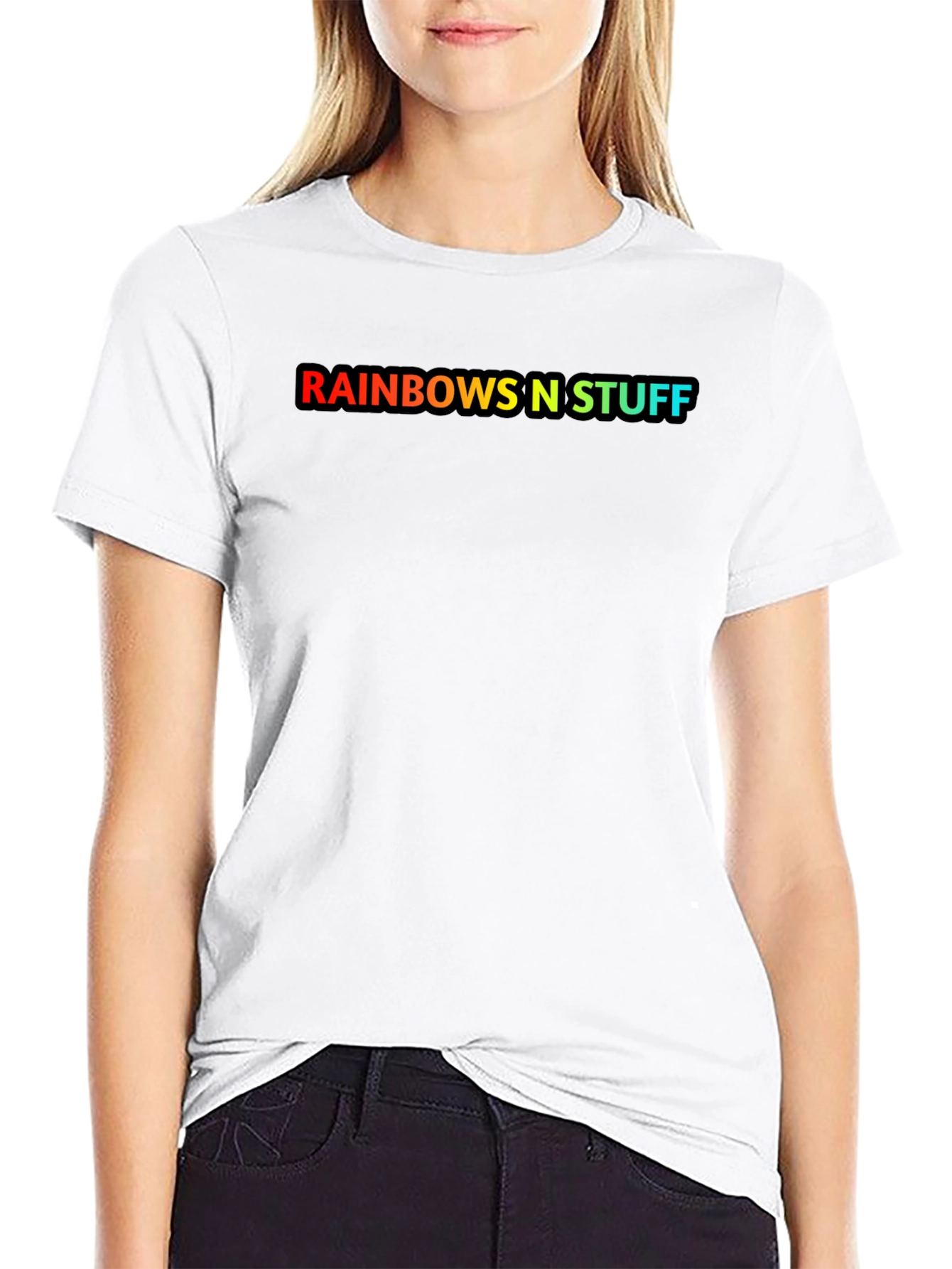 Black Rainbows N Stuff Graphic Tee - Black Cotton Blend view 9