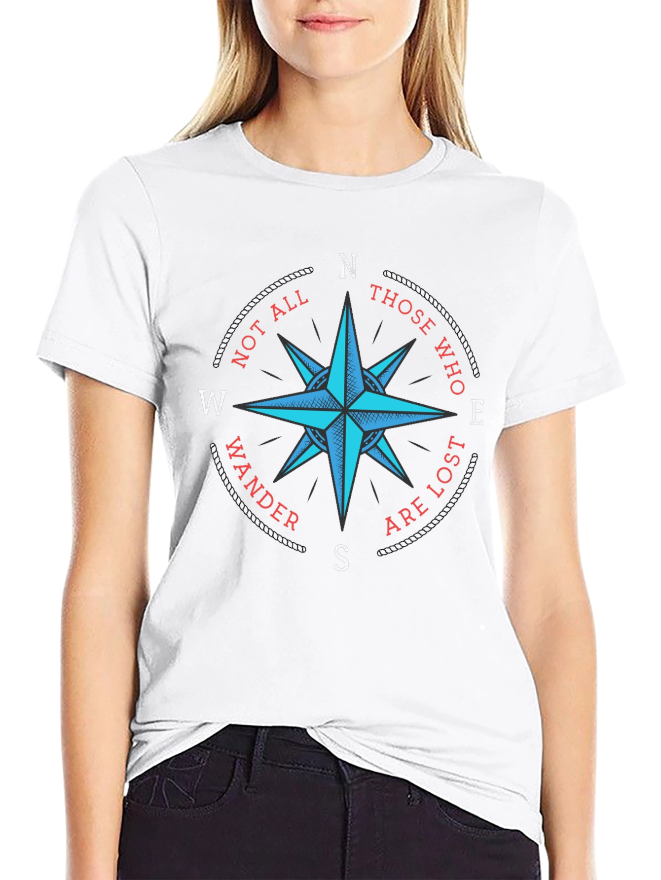 Black Wanderlust Compass Graphic Tee - Black Cotton T-Shirt view 9