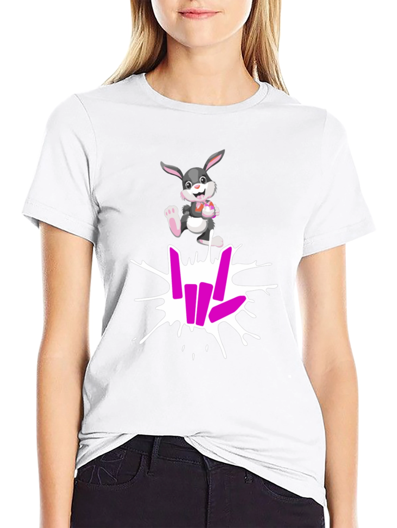 Black Cool Rabbit Share Love T-Shirt view 9