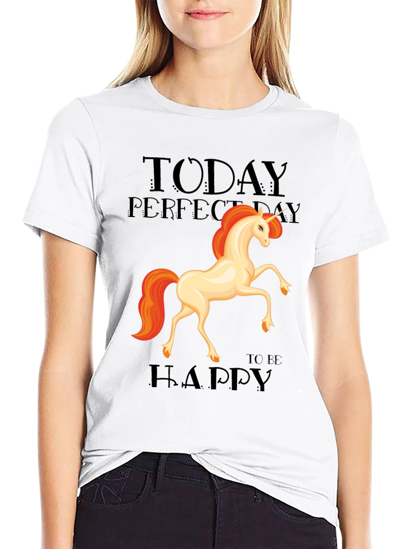 Black Unicorn Graphic Tee - Today Perfect Day To Be Happy T-Shirt view 9