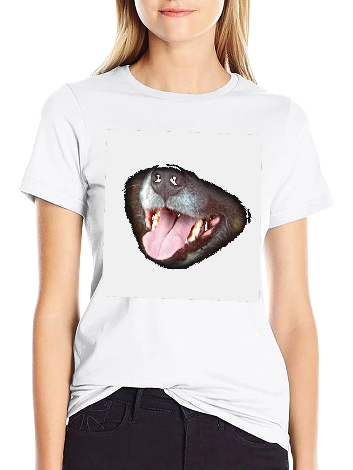 Black Funny Dog Face Graphic Black T-Shirt view 9