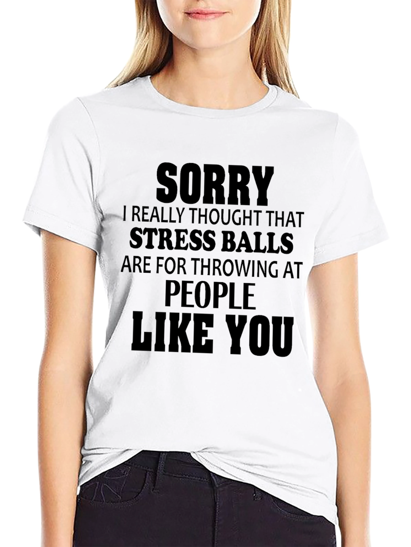 Black Funny Stress Ball T-Shirt - Sorry People Like You view 9