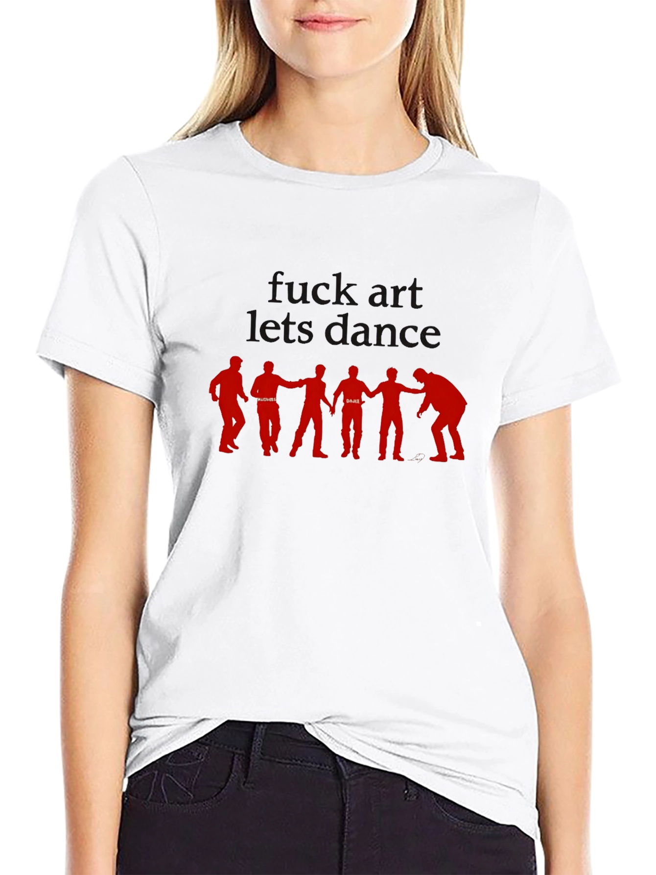 Black Funny F*ck Art Let's Dance Graphic T-Shirt view 9