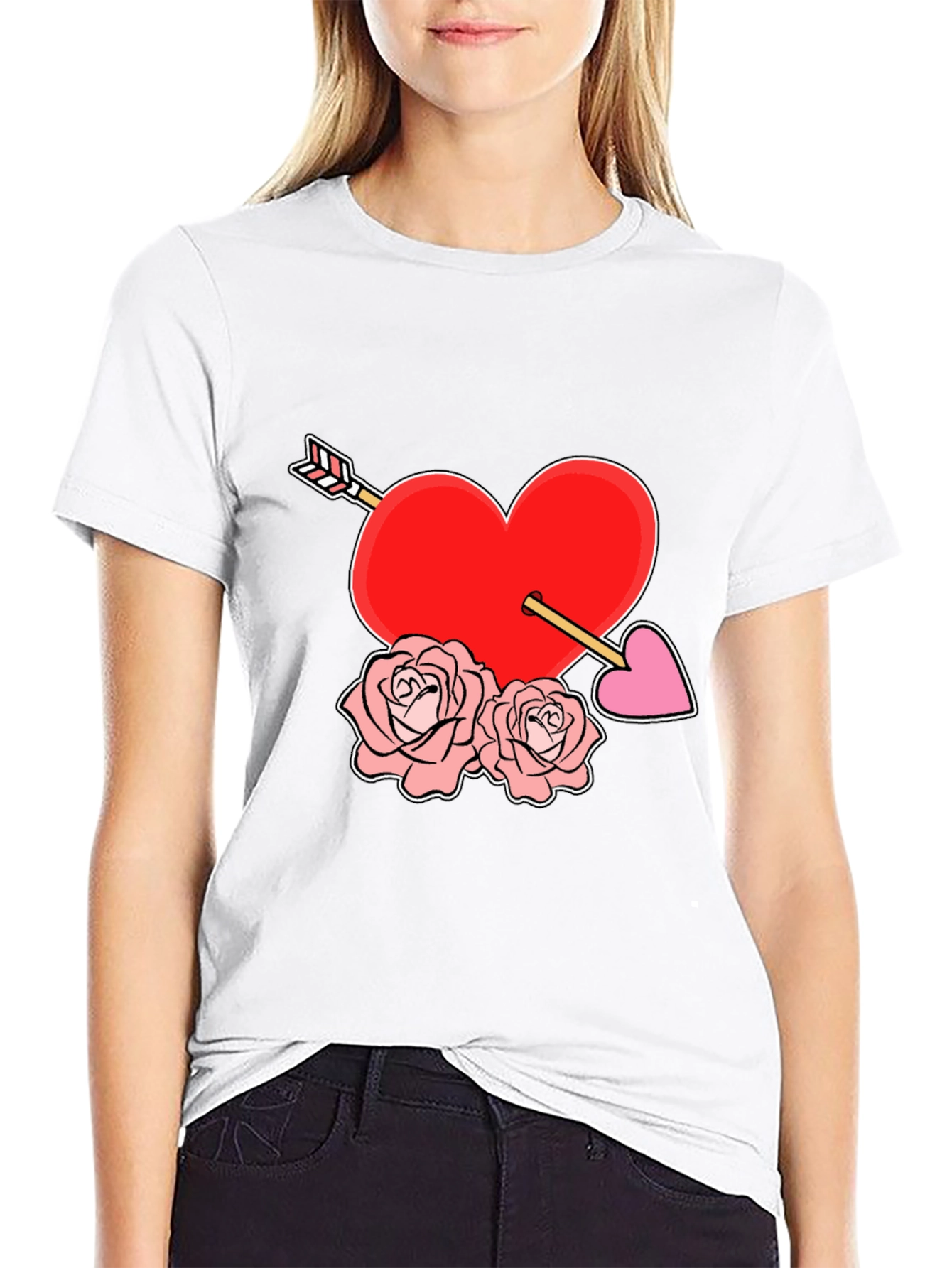 Black Heart Arrow Roses Graphic Tee view 9