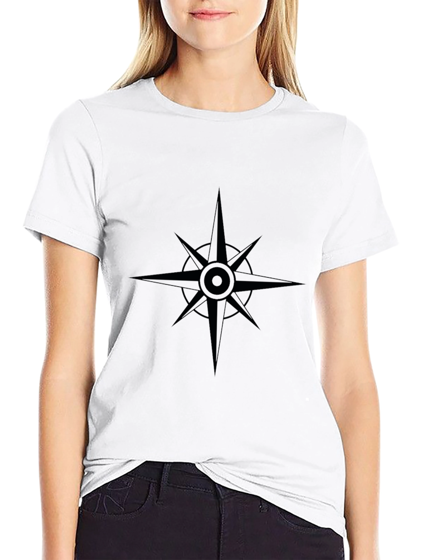 Black Black Compass Star Graphic Tee - Stylish Unisex Shirt view 9