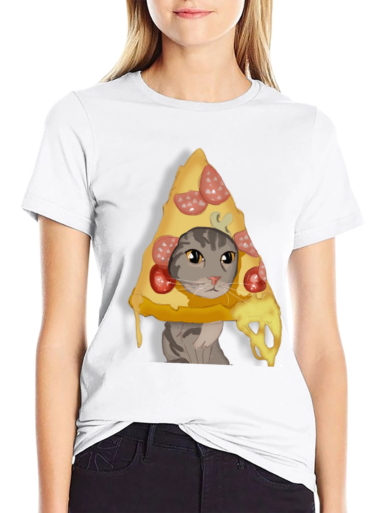 Black Pizza Cat Graphic T-Shirt - Funny & Unique view 9