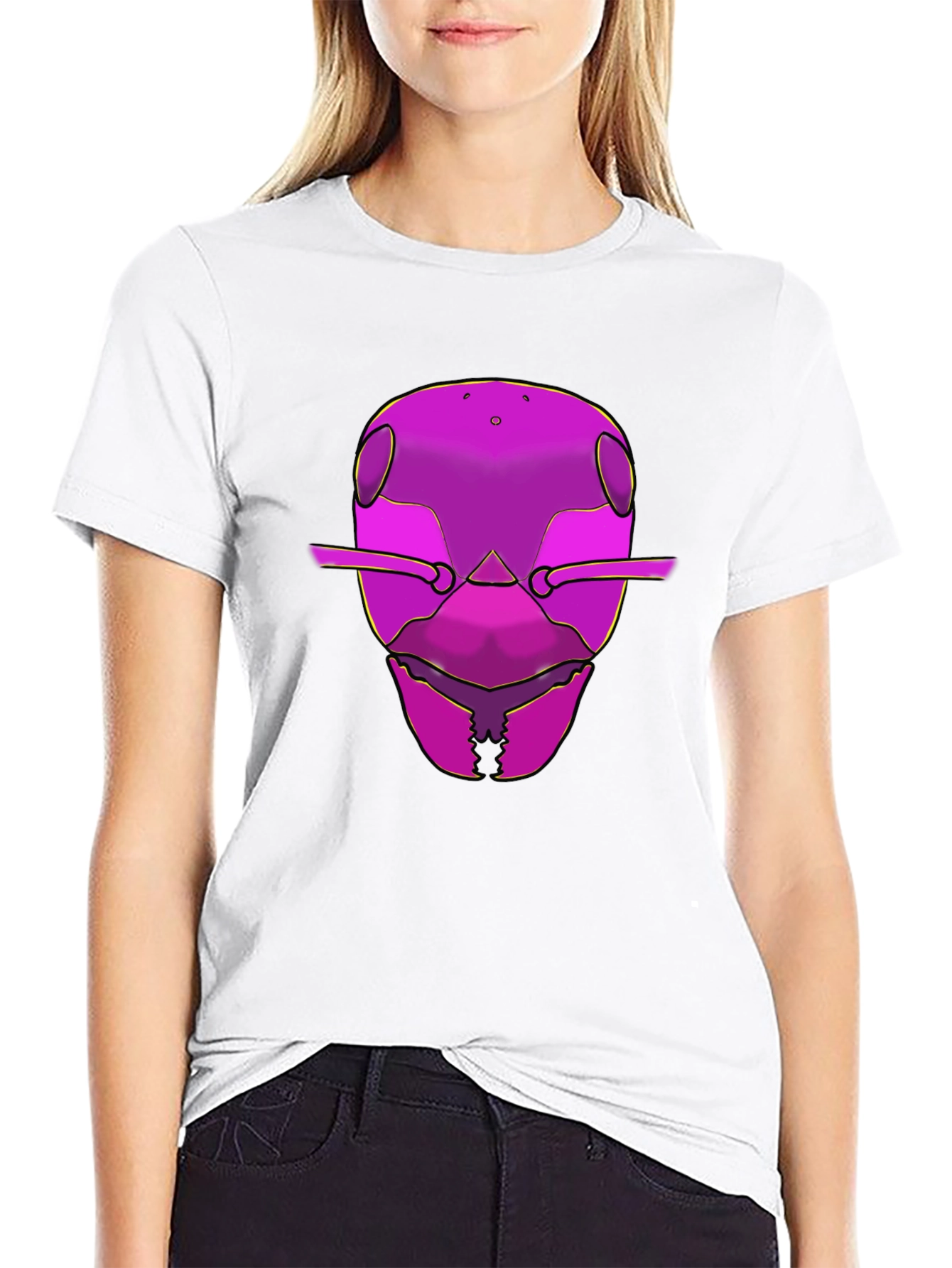Black Bold Graphic Tee - Ant Head Design view 9