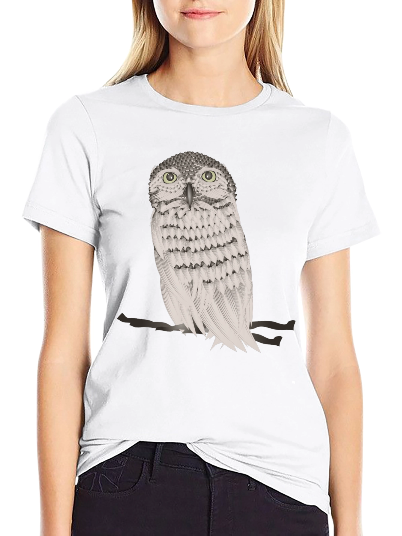 Black Owl Graphic Print Crew Neck T-Shirt view 9