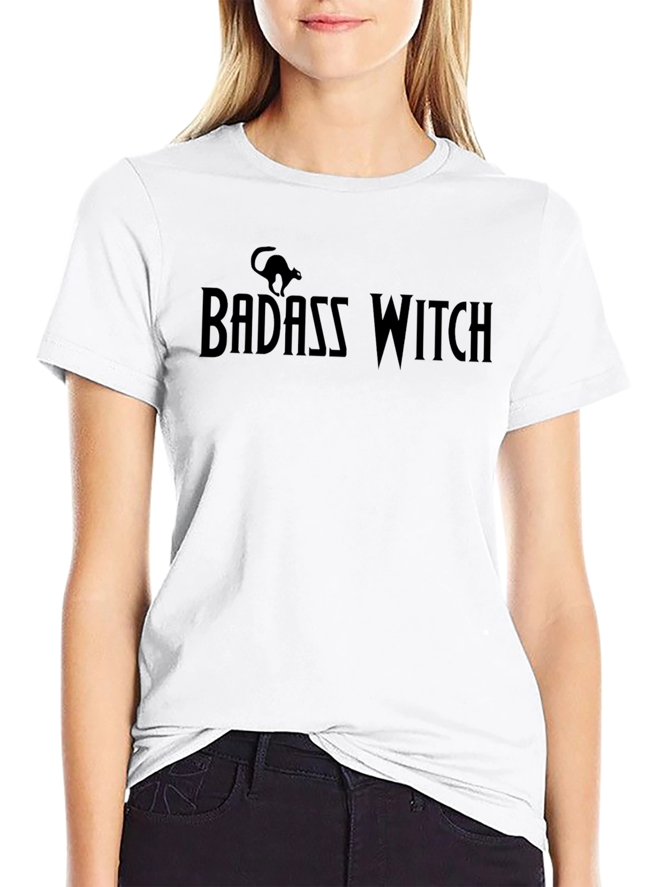 Black Badass Witch Graphic T-Shirt - Black view 9