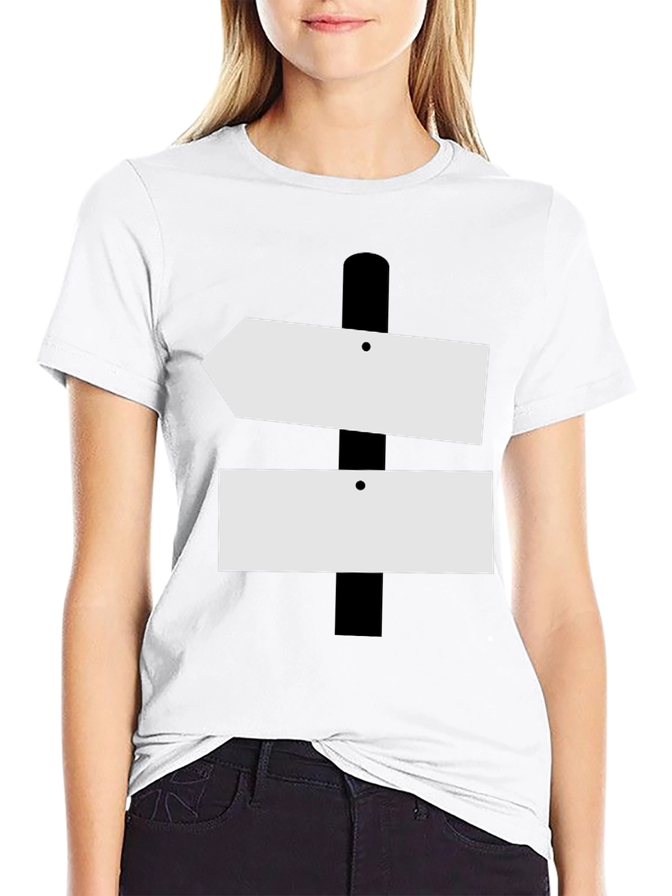 Black Directional Sign T-Shirt - Novelty Graphic Tee view 9