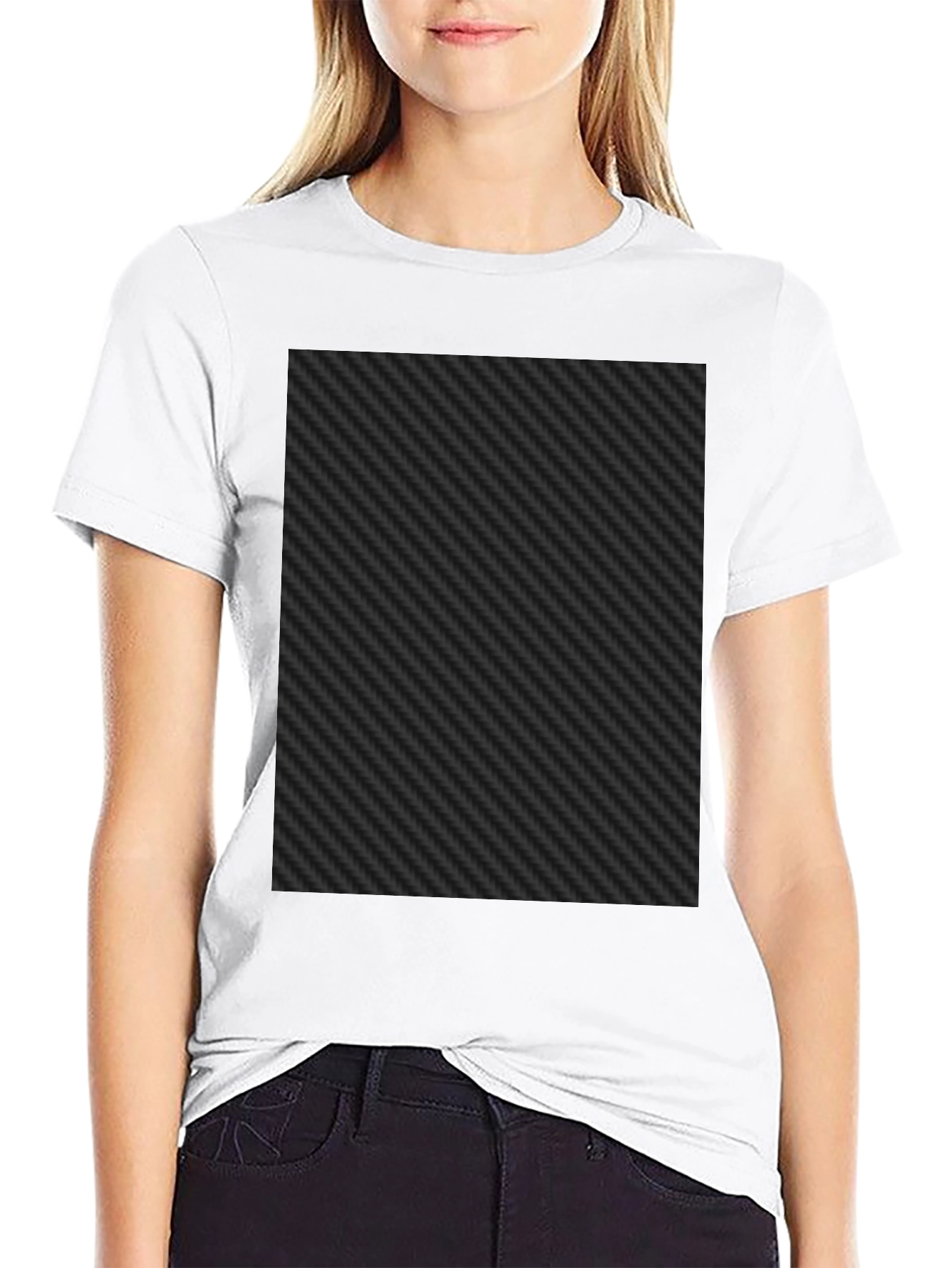 Black Black Carbon Fiber Patterned Tee Shirt view 9
