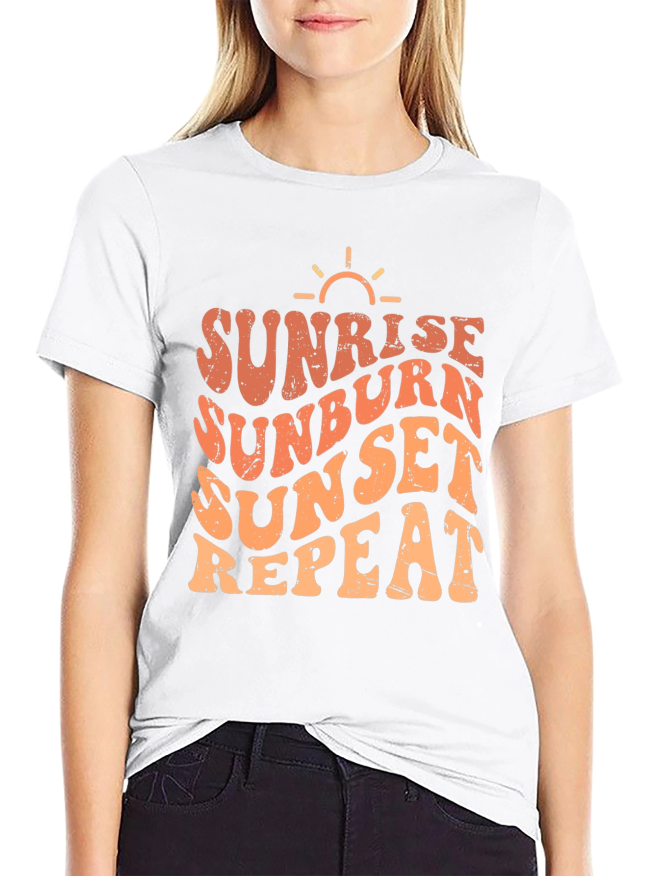 Black Sunrise Sunburn Sunset Repeat T-Shirt view 9