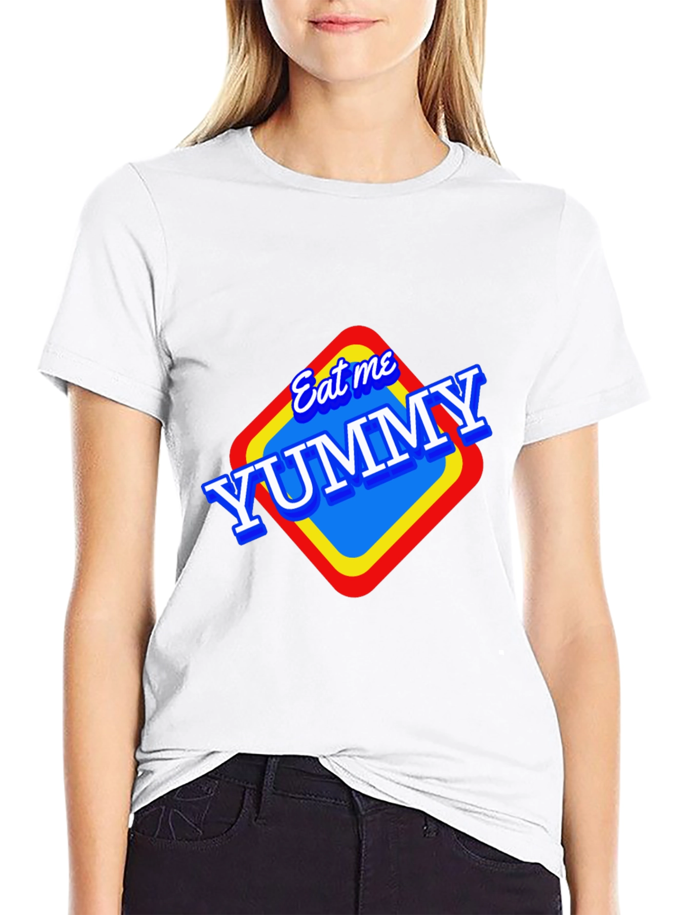 Black Eat Me Yummy Graphic Tee - Black Unisex T-Shirt view 9