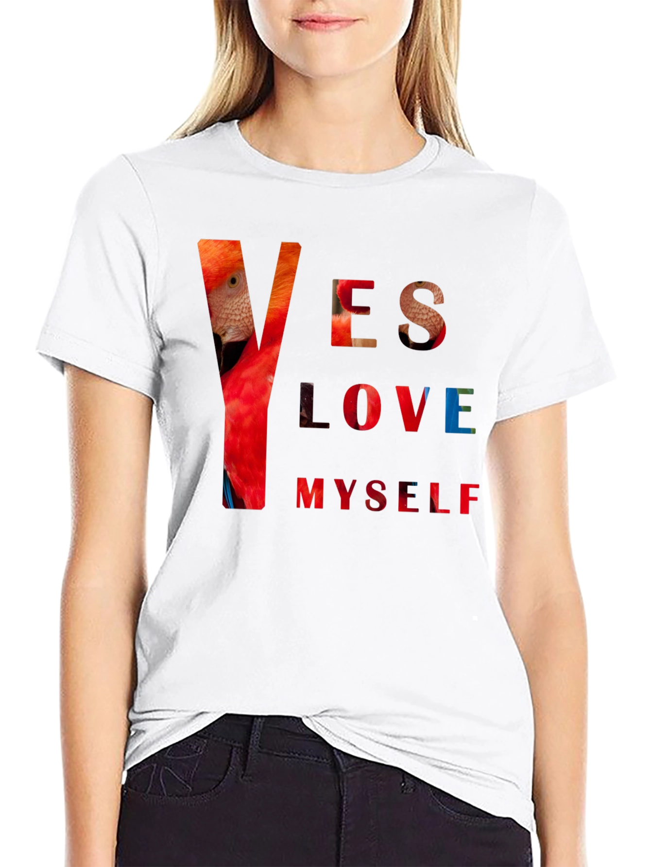 Black Yes Love Myself Graphic Print Black T-Shirt view 9