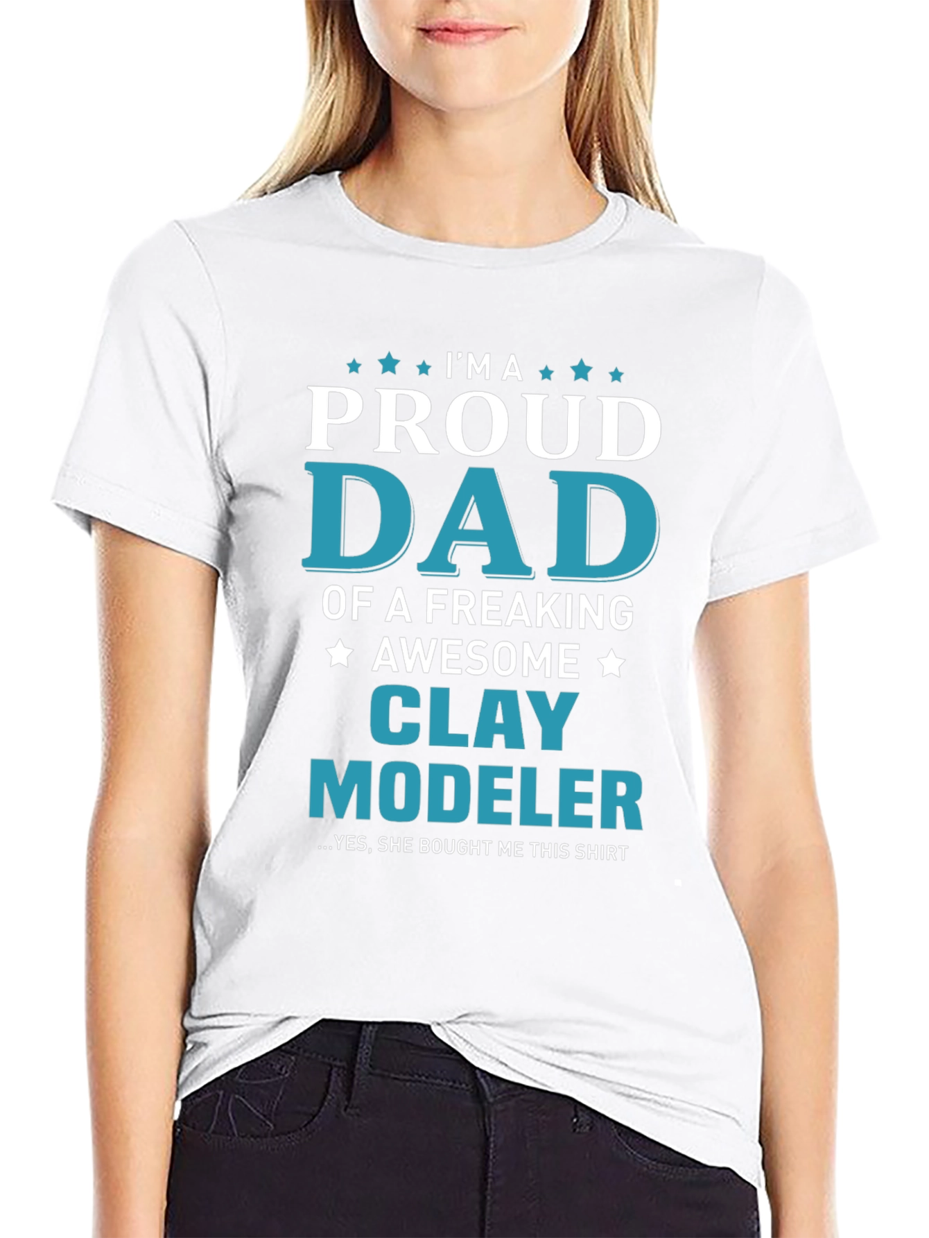 Black Proud Dad Clay Modeler Graphic Tee view 9