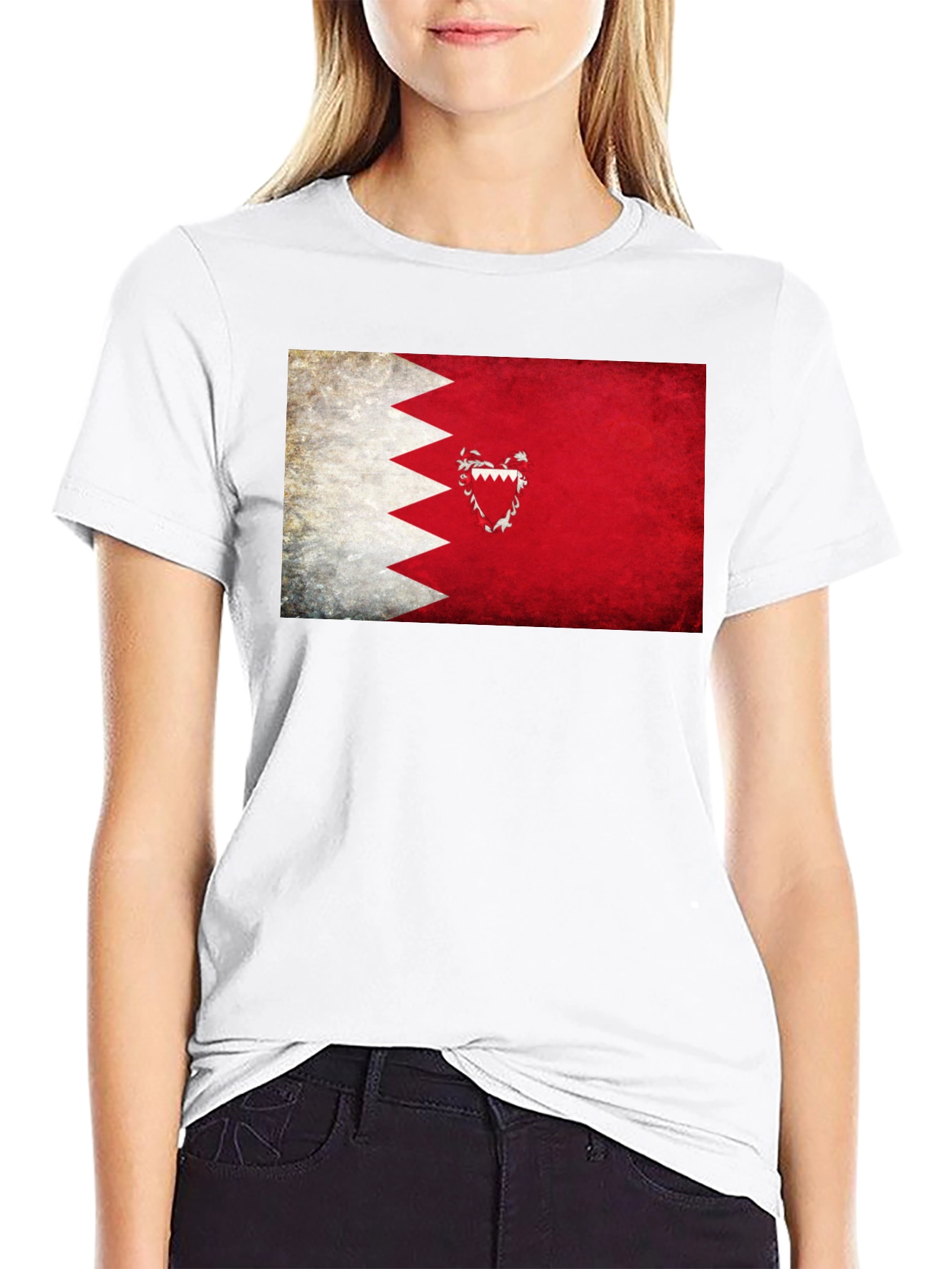 Black Bahrain Flag Graphic Tee - Black T-Shirt view 9